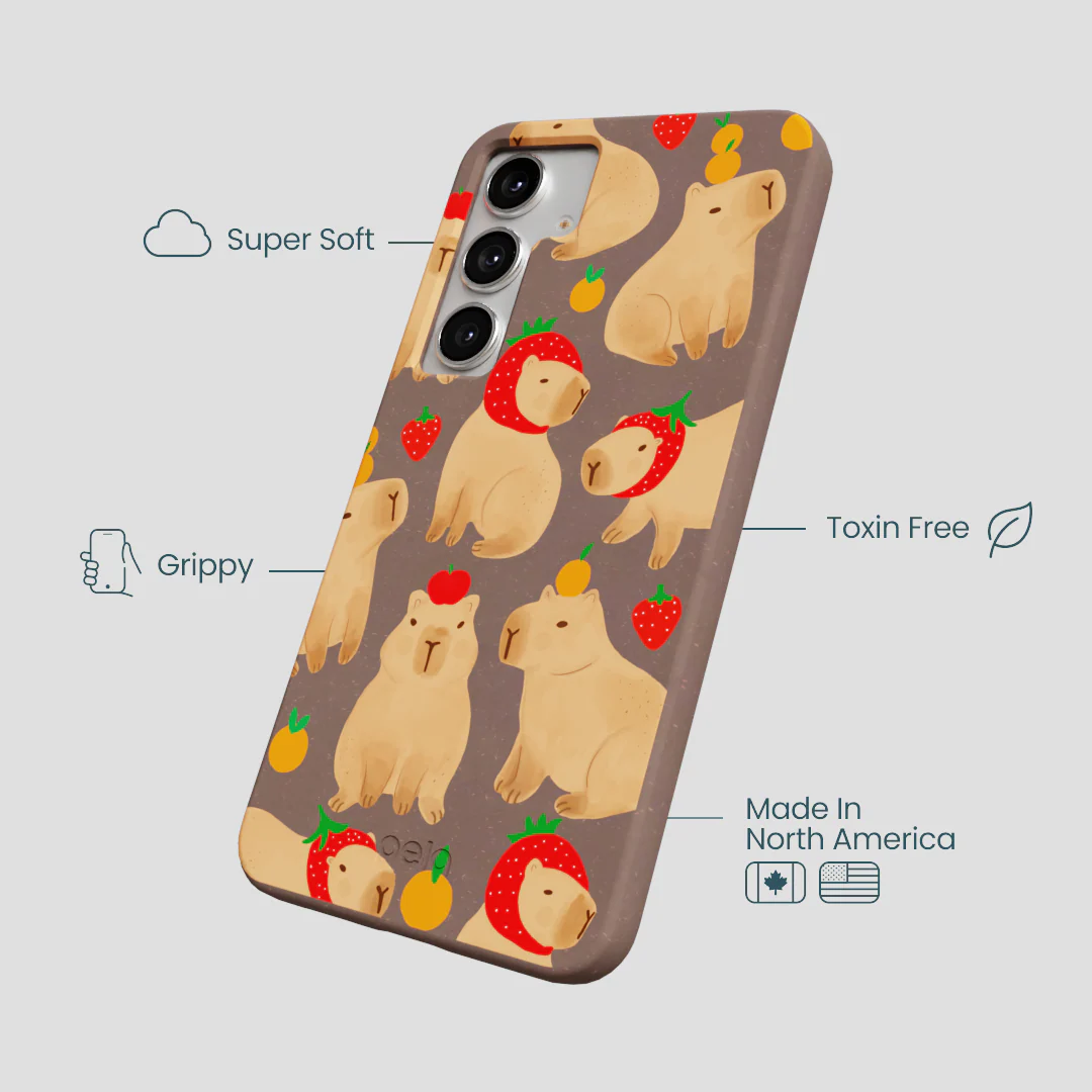 Chocolate Brown Sweet Capybaras Samsung Galaxy S25+(Plus) Case - Image 4