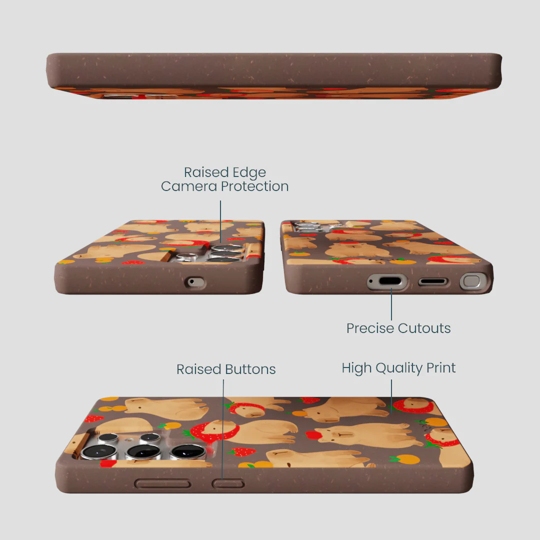 Chocolate Brown Sweet Capybaras Samsung Galaxy S25 Ultra Case - Image 3