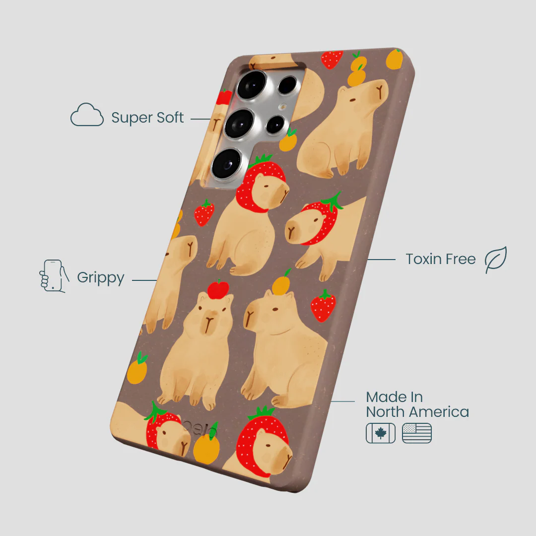 Chocolate Brown Sweet Capybaras Samsung Galaxy S25 Ultra Case - Image 4