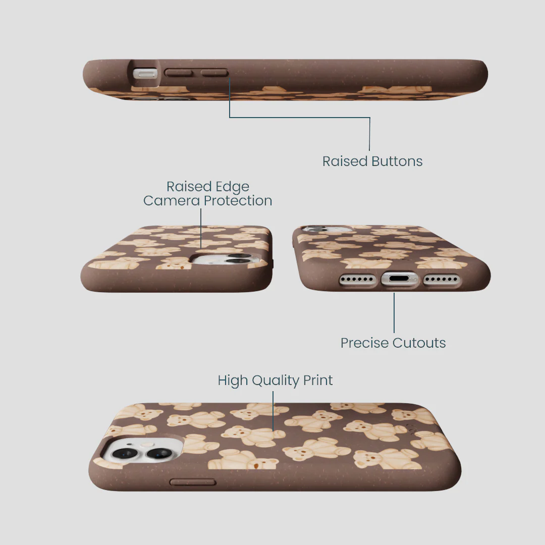 Chocolate Brown Teddy Love iPhone 11 Case - Image 3