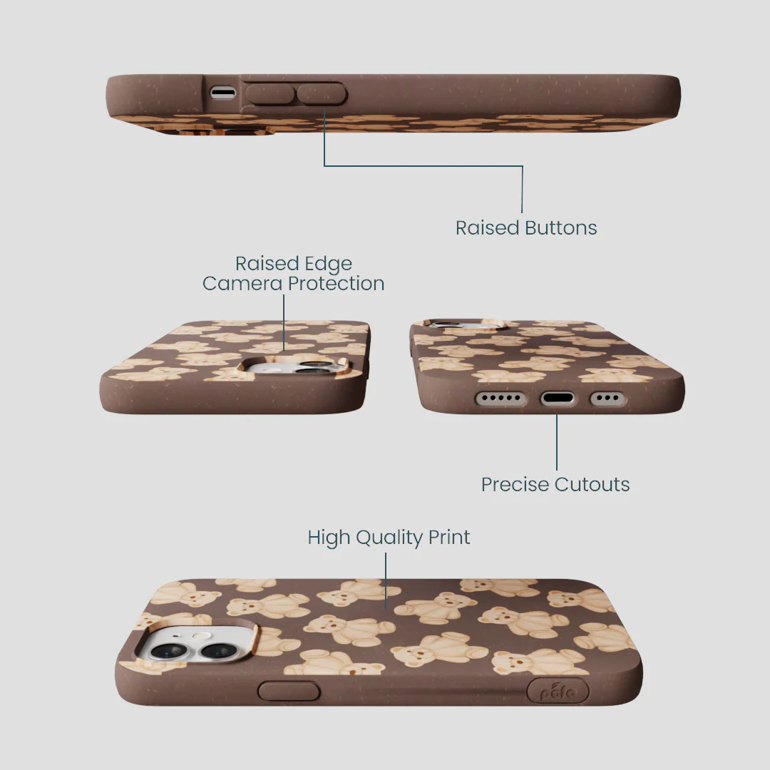 Chocolate Brown Teddy Love iPhone 12/ iPhone 12 Pro Case - Image 3