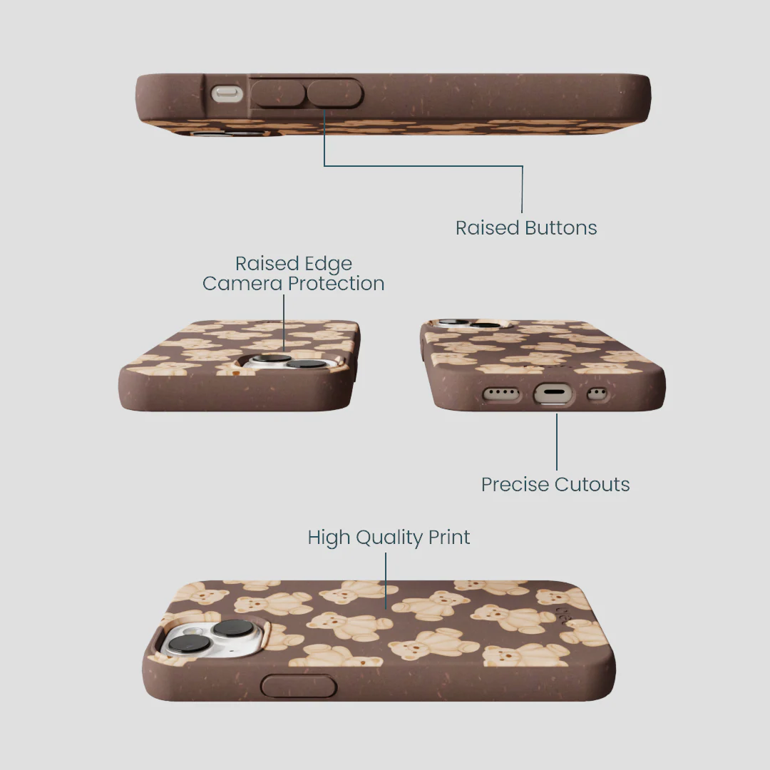 Chocolate Brown Teddy Love iPhone 13 Mini Case - Image 3