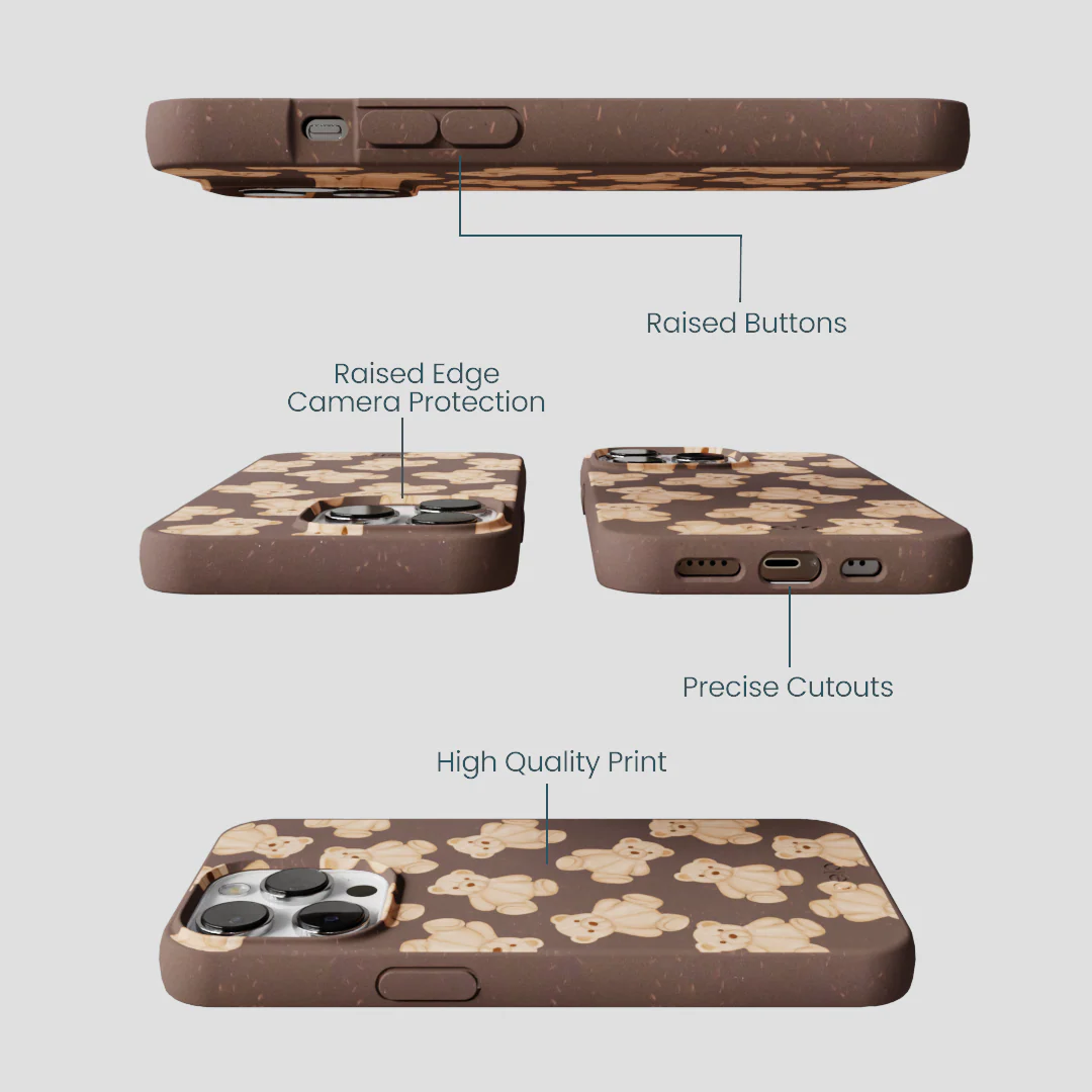 Chocolate Brown Teddy Love iPhone 13 Pro Case - Image 3