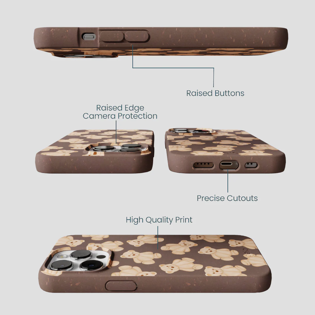 Chocolate Brown Teddy Love iPhone 13 Pro Max Case - Image 3