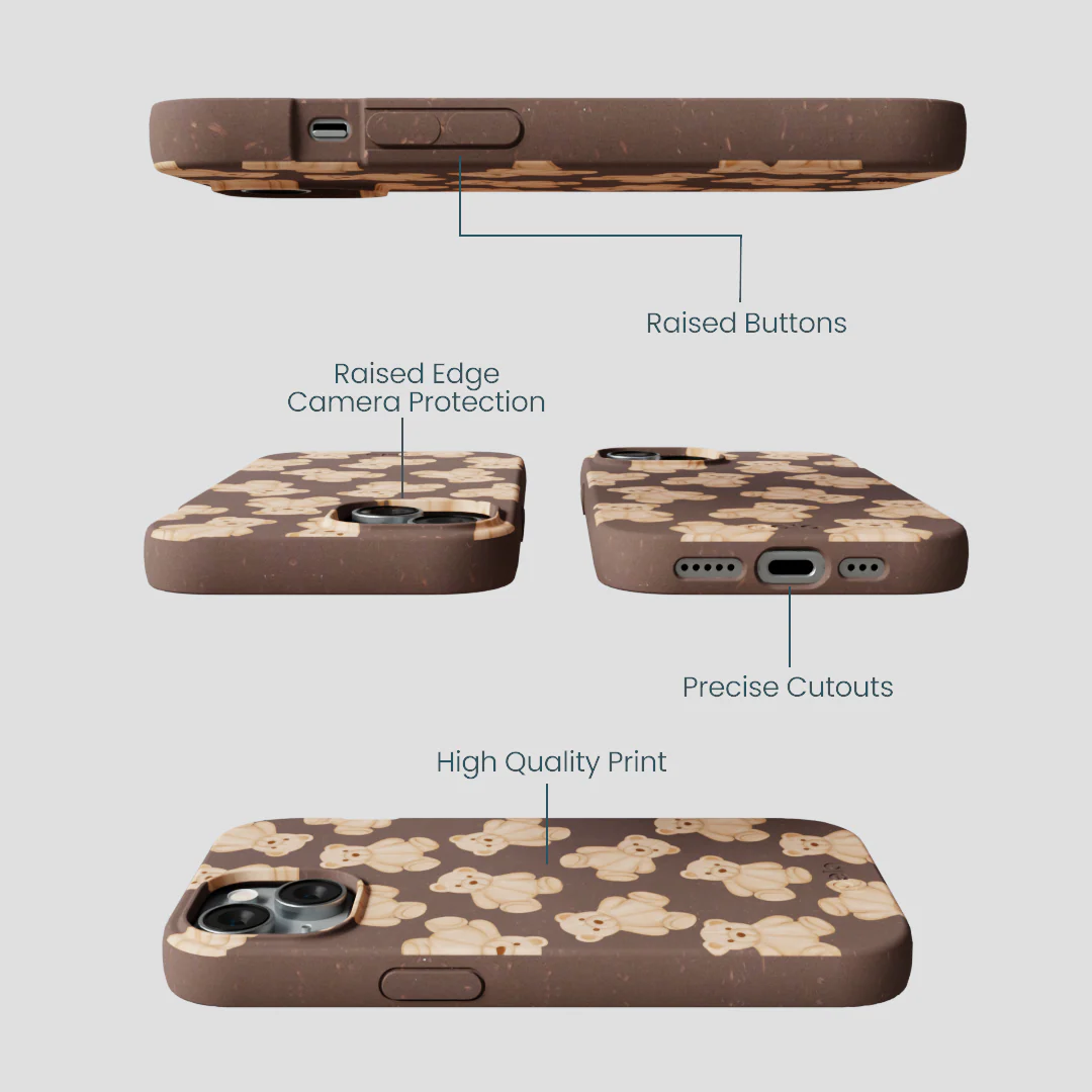 Chocolate Brown Teddy Love iPhone 14 Case - Image 3