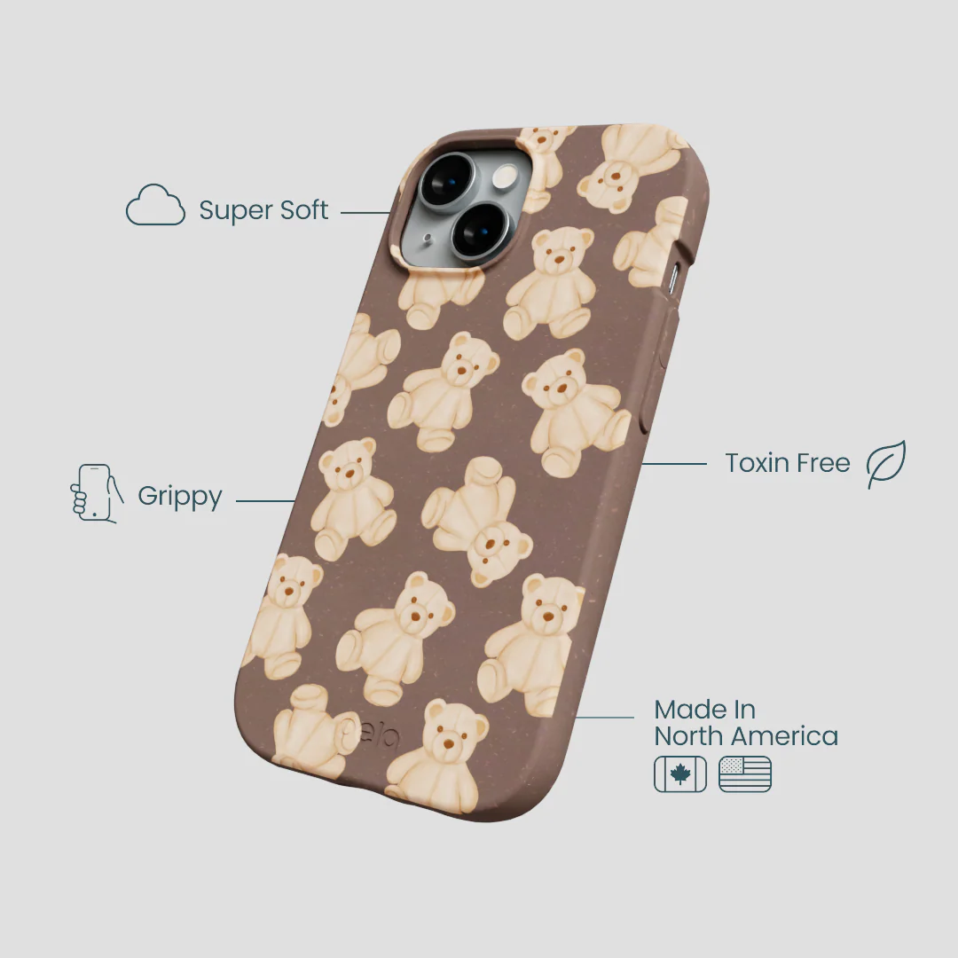 Chocolate Brown Teddy Love iPhone 14 Case - Image 4