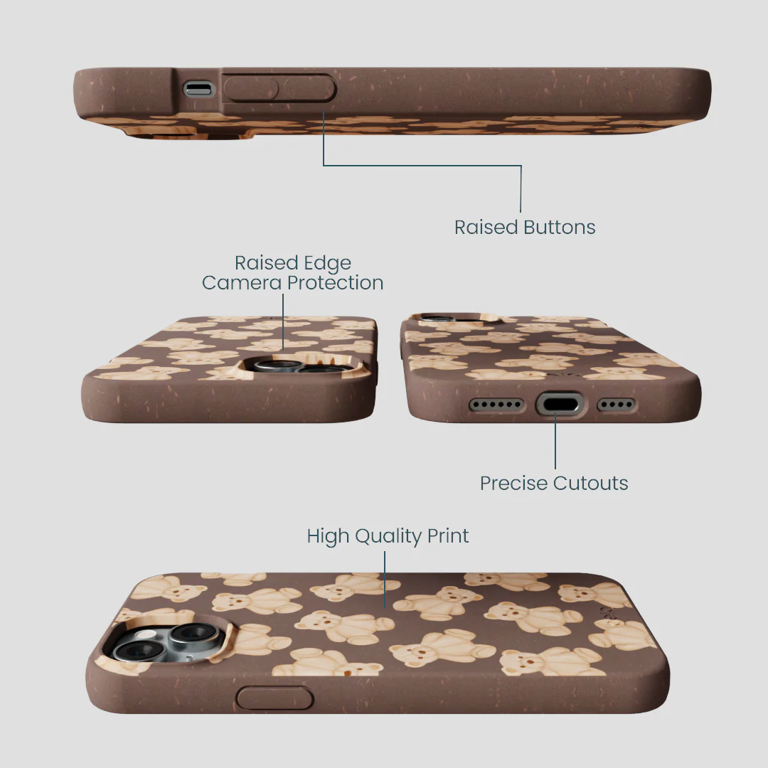Chocolate Brown Teddy Love iPhone 14 Plus Case - Image 3
