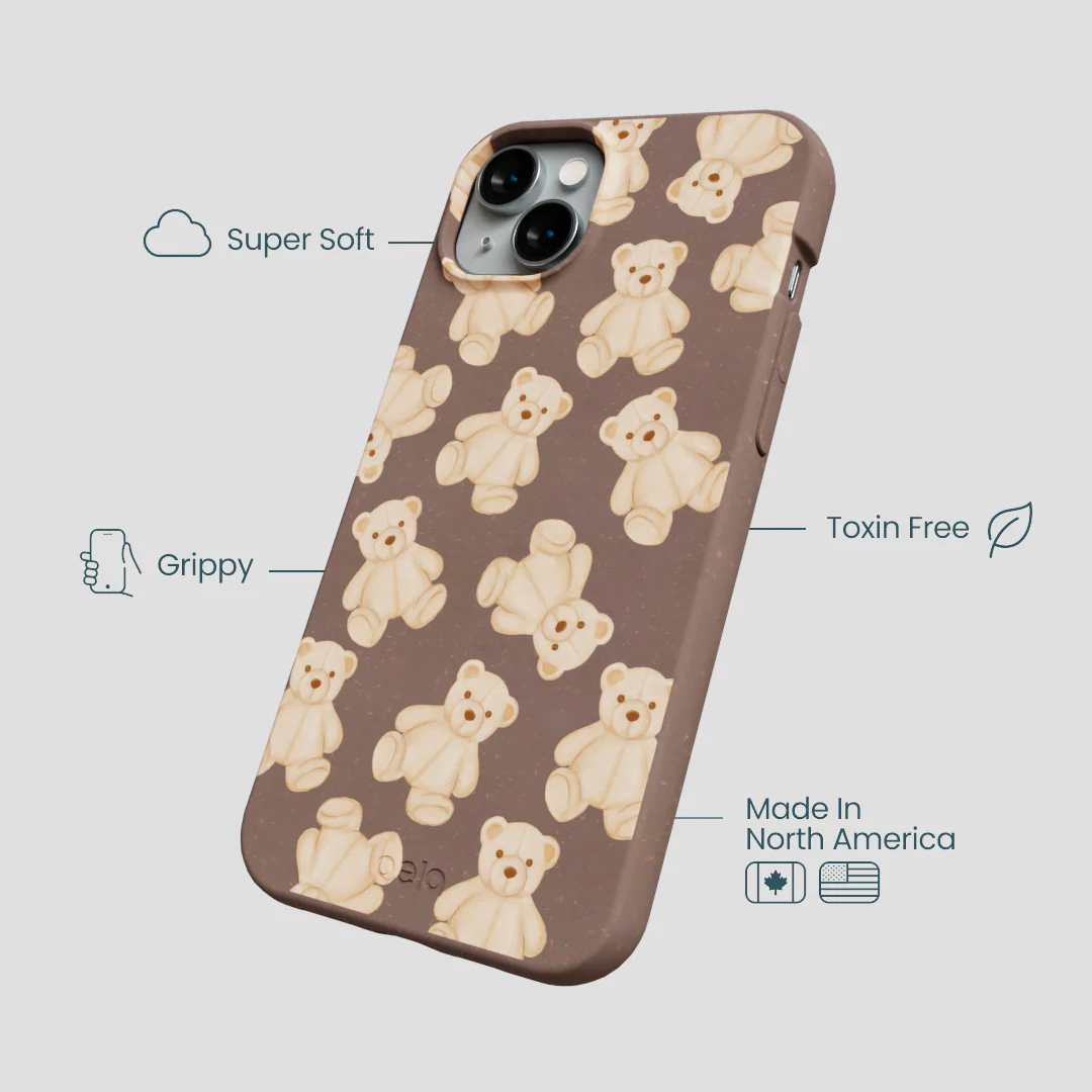 Chocolate Brown Teddy Love iPhone 14 Plus Case - Image 4