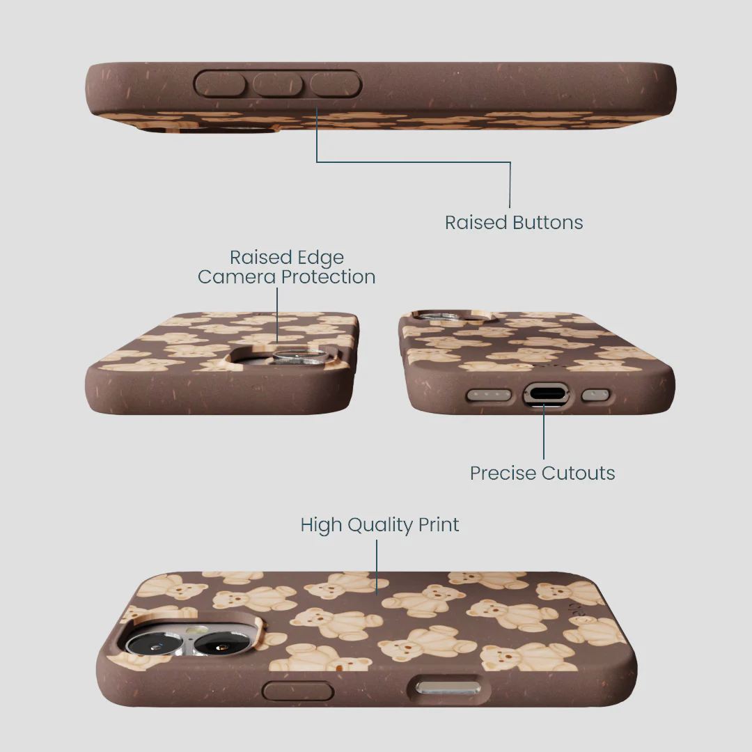 Chocolate Brown Teddy Love iPhone 16 Case - Image 3