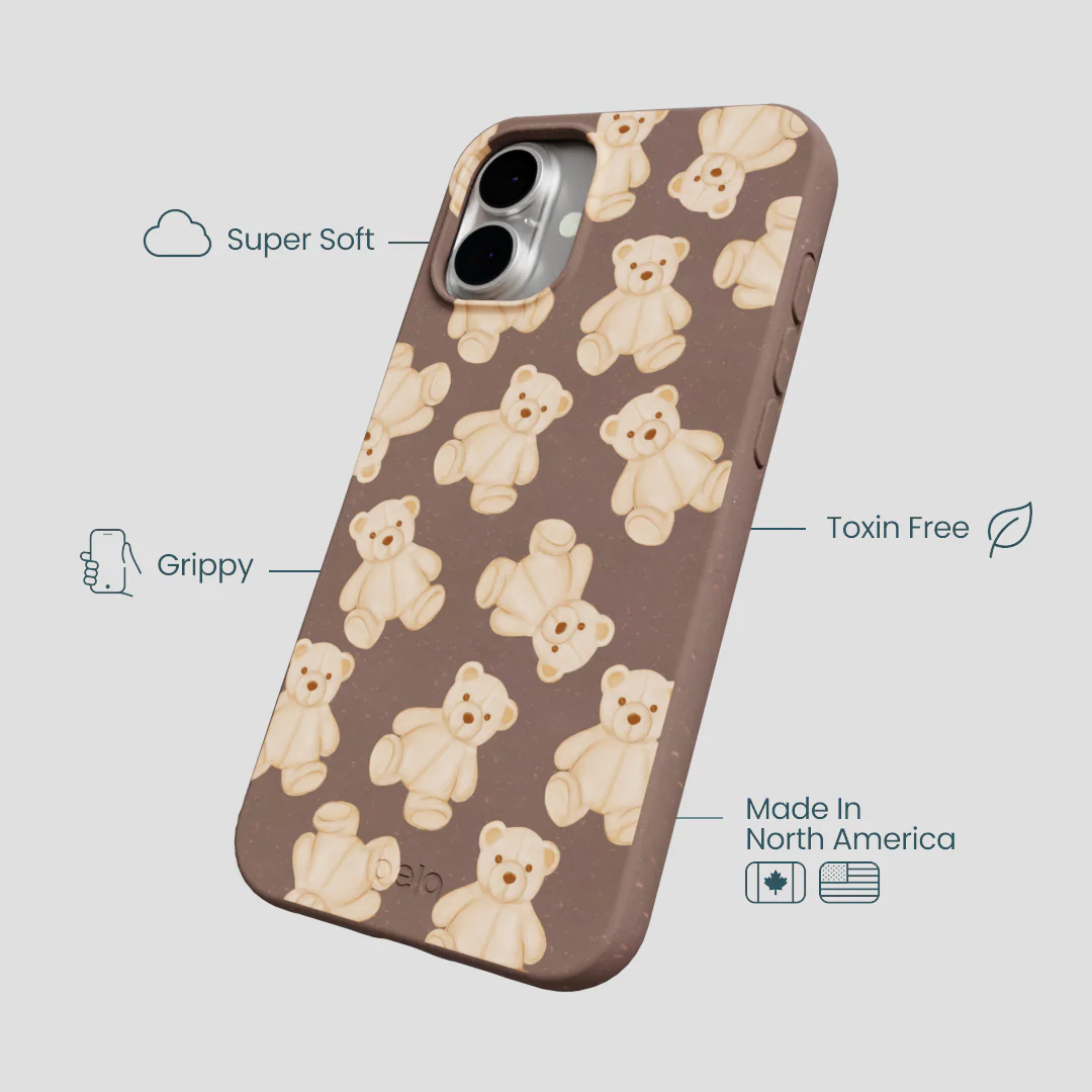 Chocolate Brown Teddy Love iPhone 16 Plus Case - Image 4