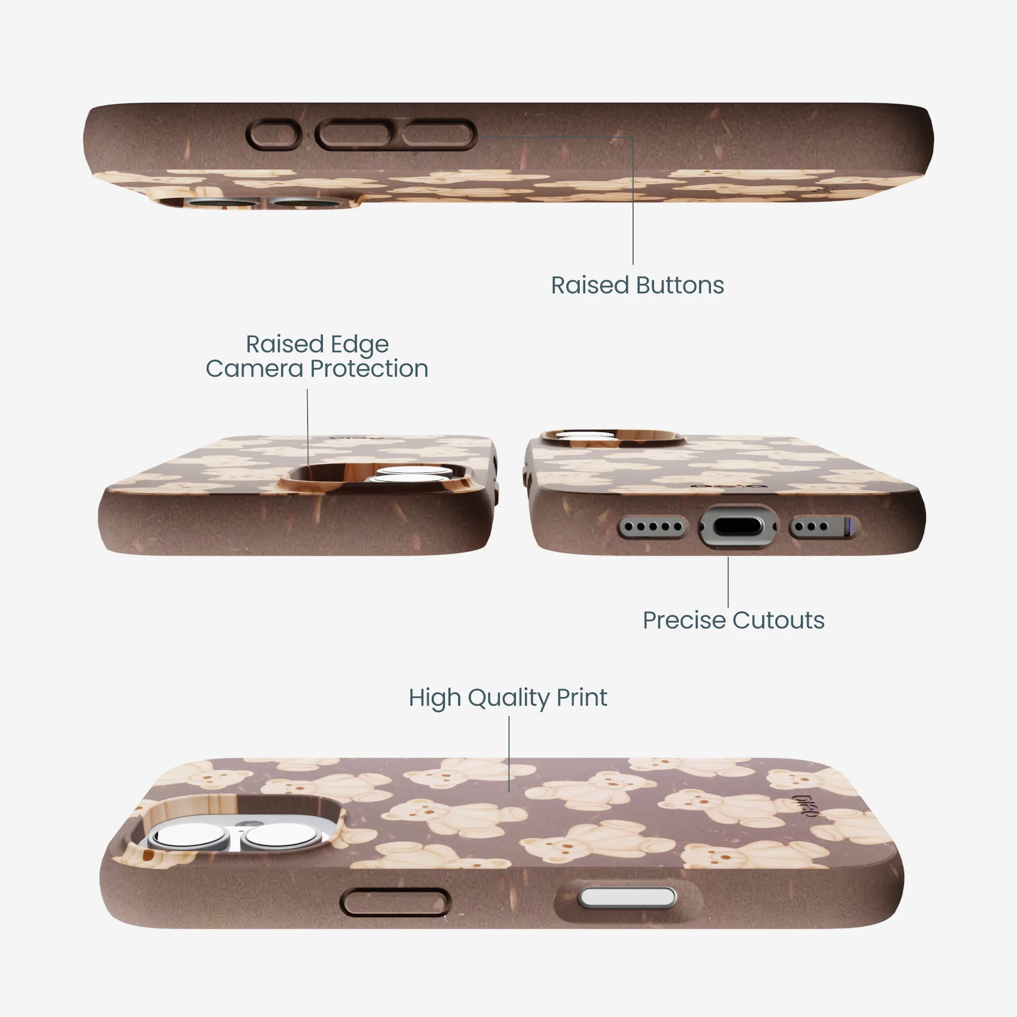 Chocolate Brown Teddy Love iPhone 17 Case - Image 3
