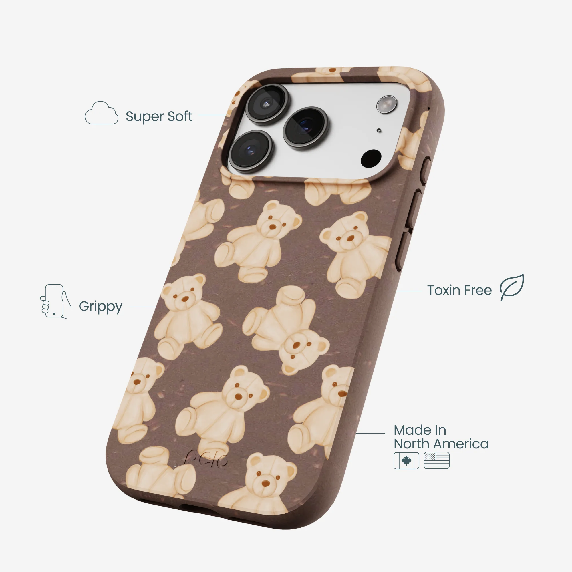 Chocolate Brown Teddy Love iPhone 17 Pro Case - Image 4