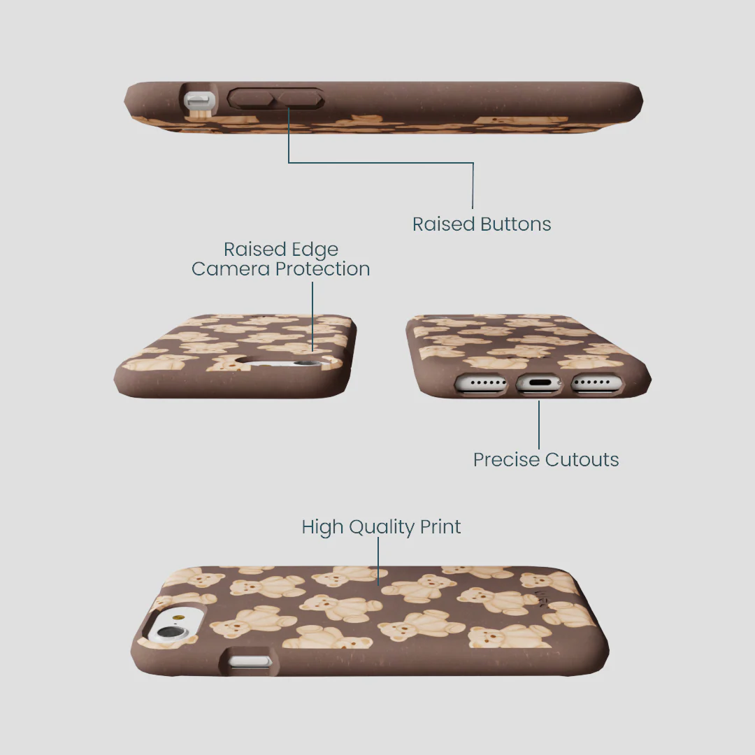 Chocolate Brown Teddy Love iPhone 6/6s/7/8/SE Case - Image 3