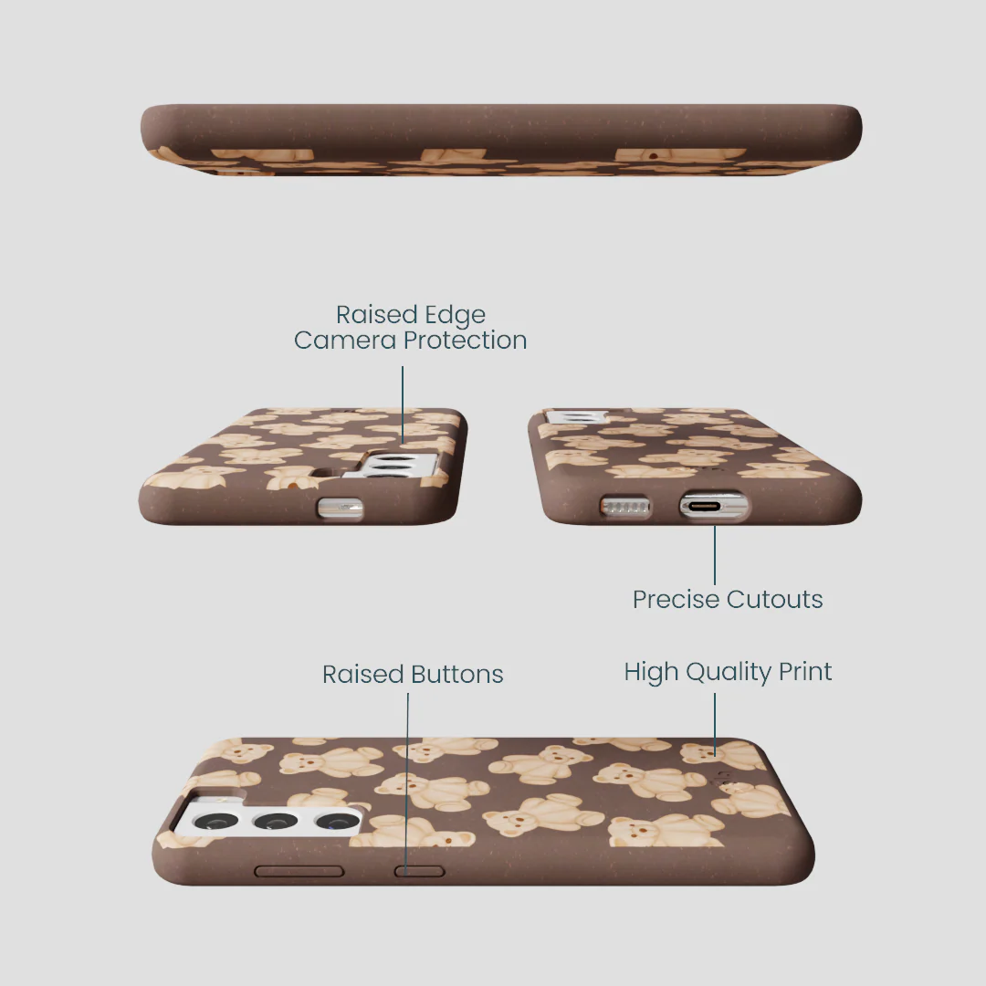 Chocolate Brown Teddy Love Samsung Galaxy S22 Case - Image 3