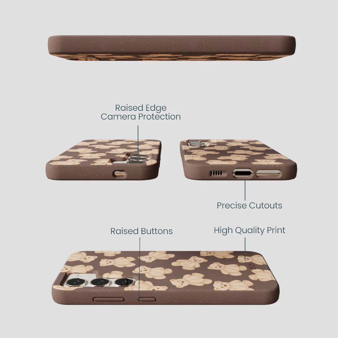 Chocolate Brown Teddy Love Samsung Galaxy S24 Case - Image 3