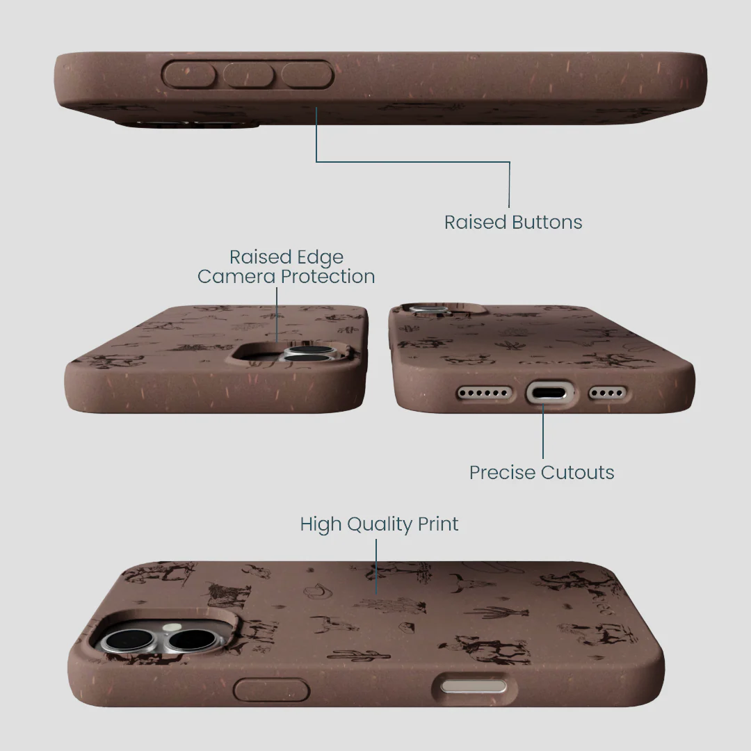 Chocolate Brown Wild Frontier iPhone 16 Plus Case - Image 3