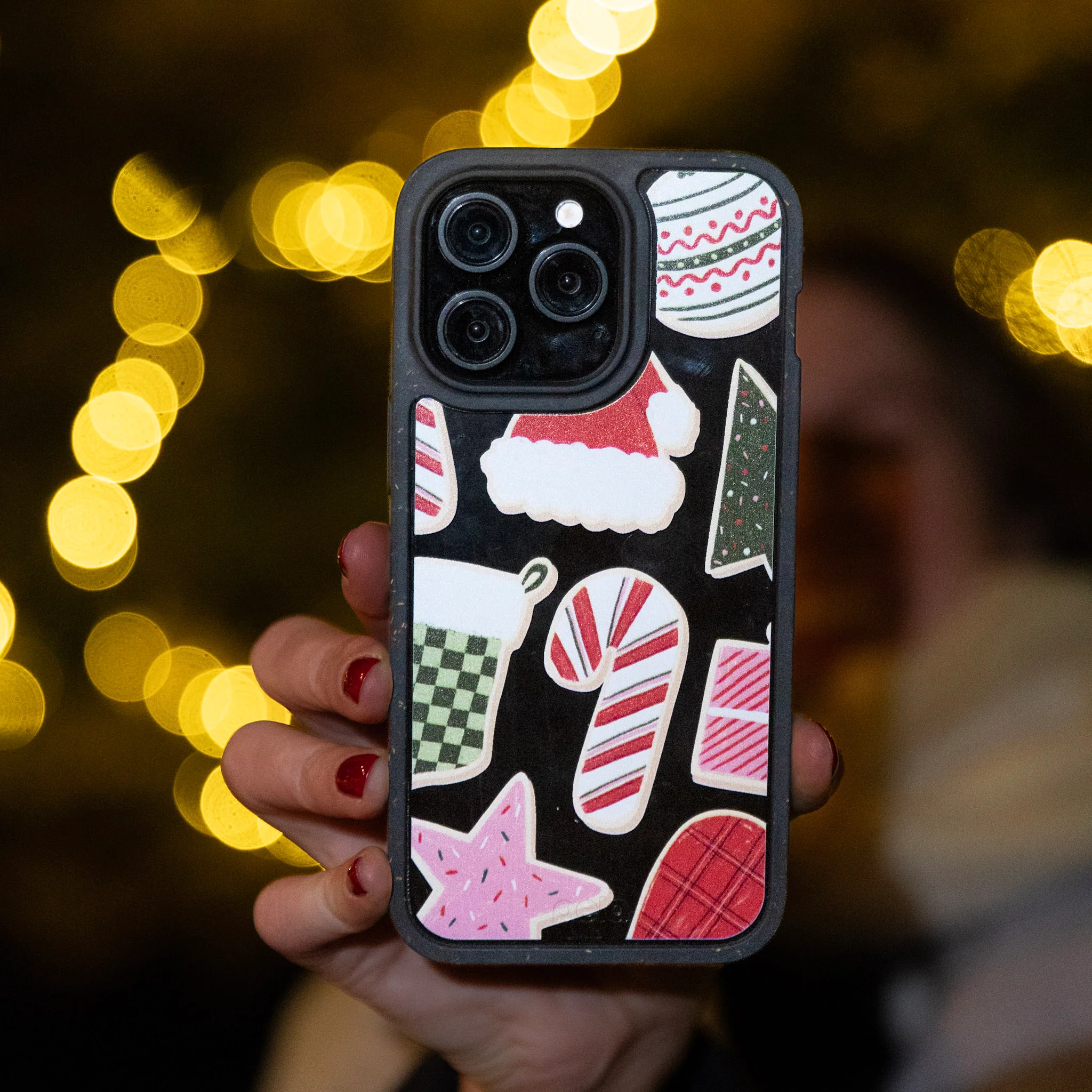 Clear Festive Cookies iPhone 13 Pro Max Case With Black Ridge - Image 2