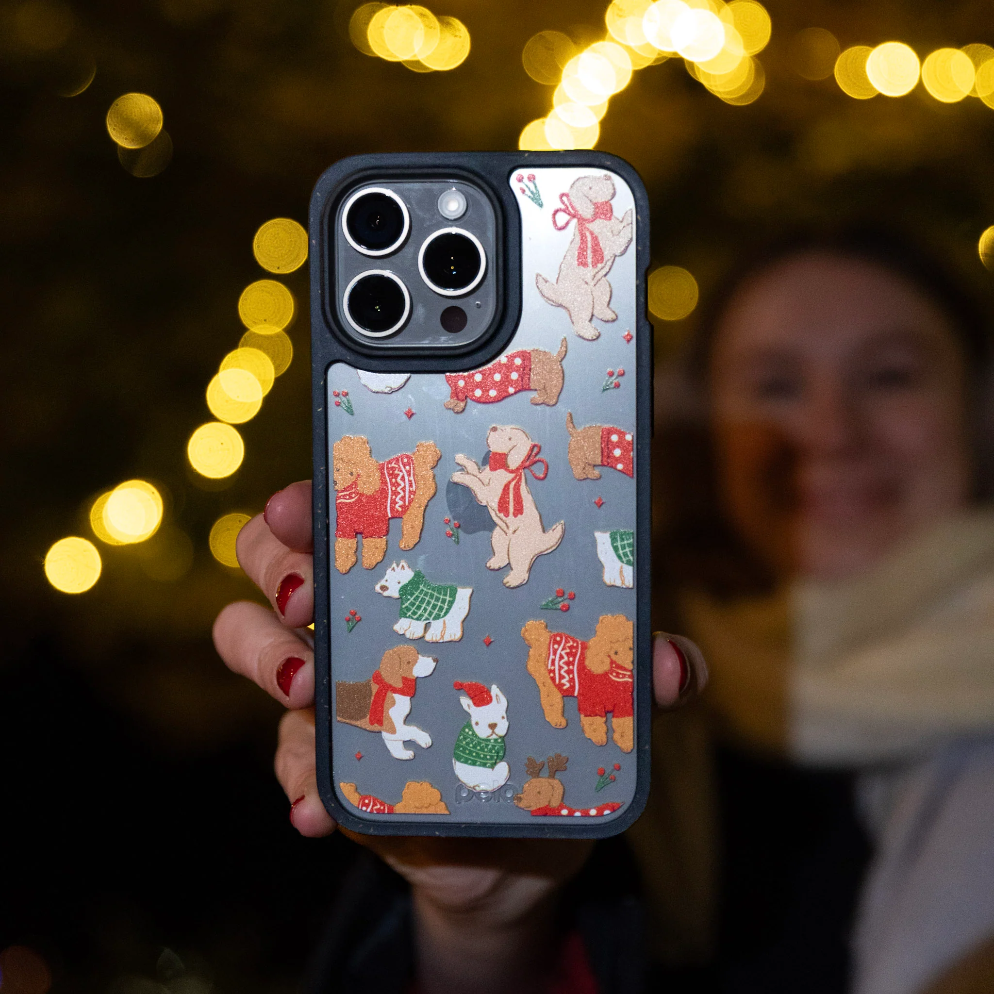 Clear Jolly Doggos iPhone 13 Pro Max Case With Black Ridge - Image 2