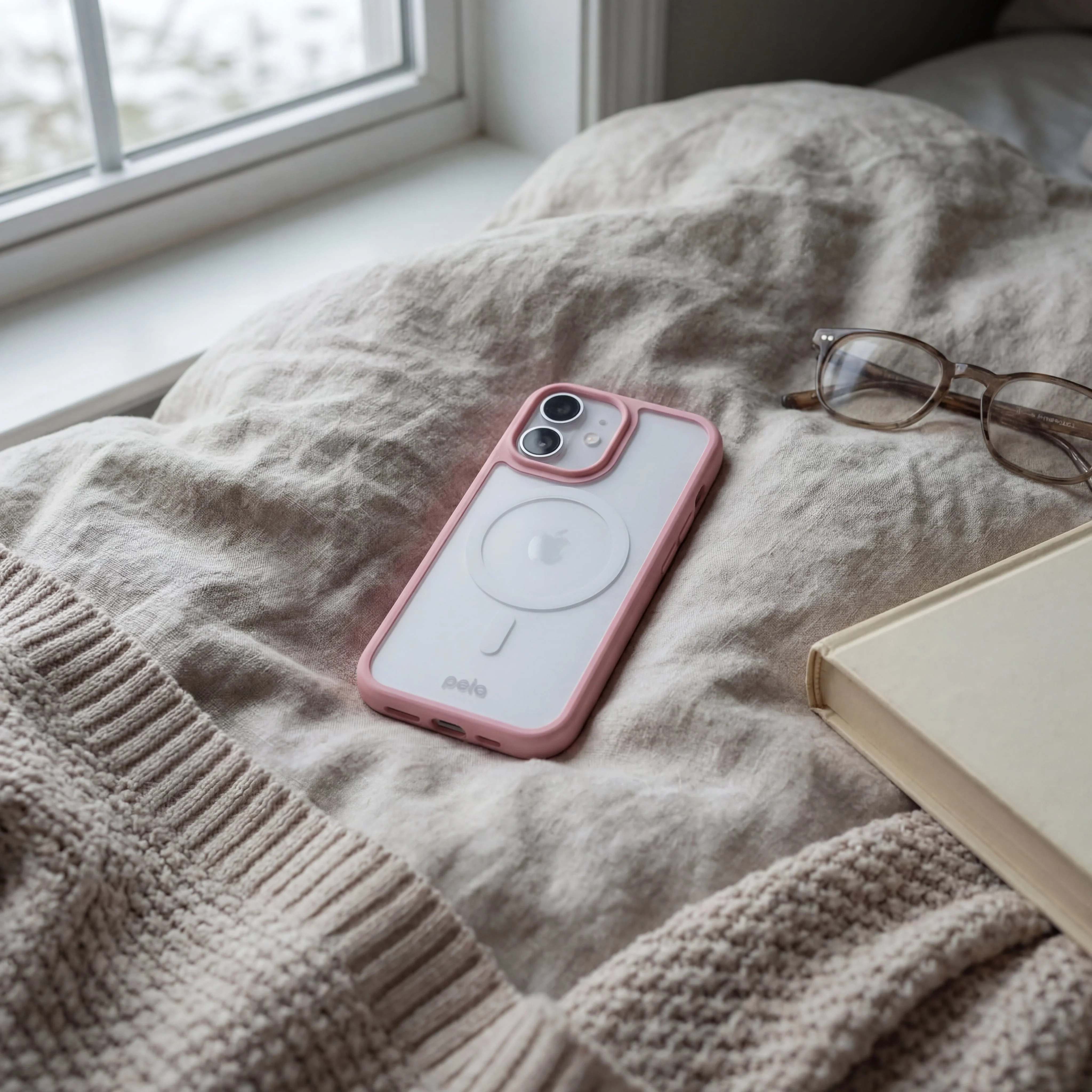 Clear iPhone 17 Case with Petal Pink Ridge (MagSafe Included) - Image 2
