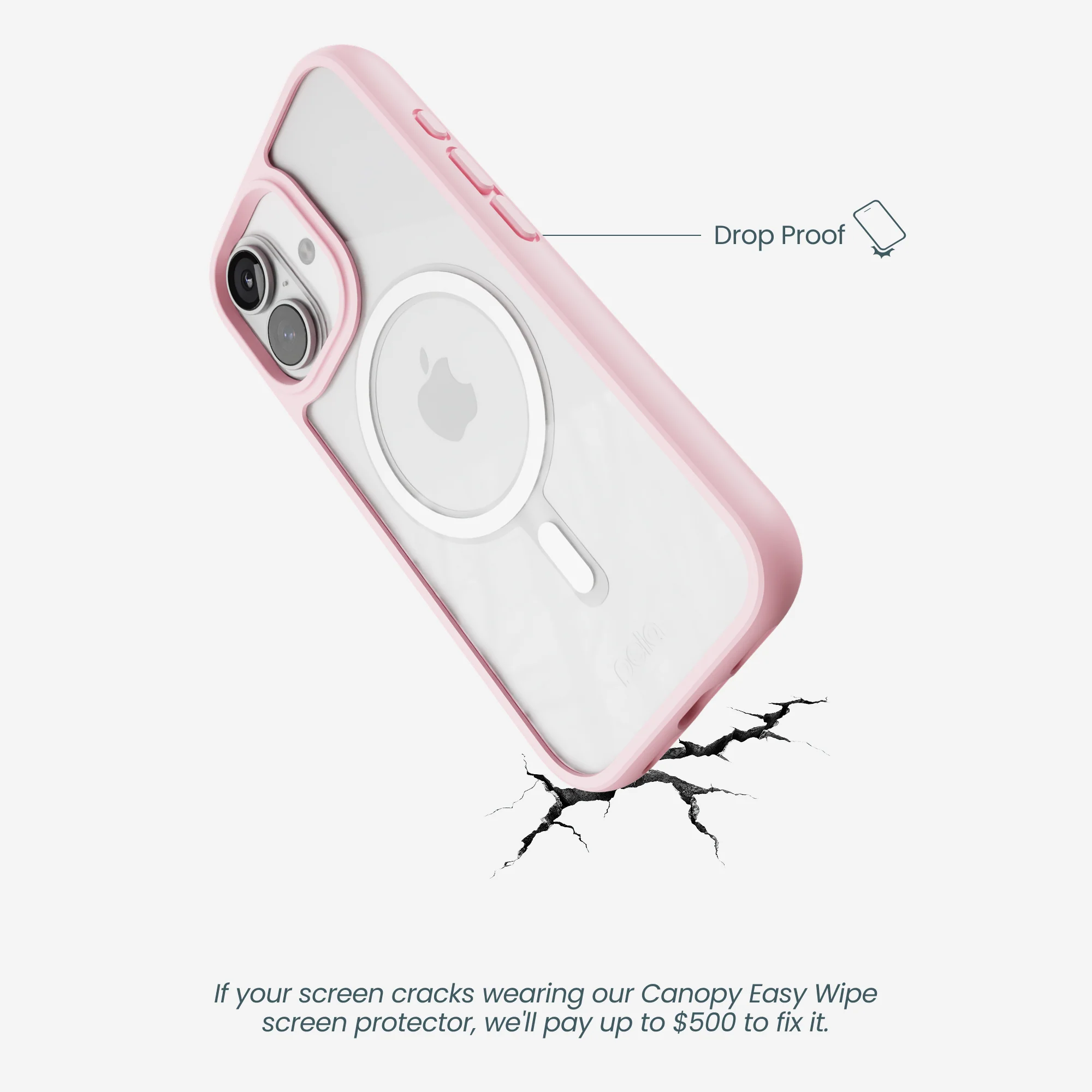Clear iPhone 17 Case with Petal Pink Ridge (MagSafe Included) - Image 5