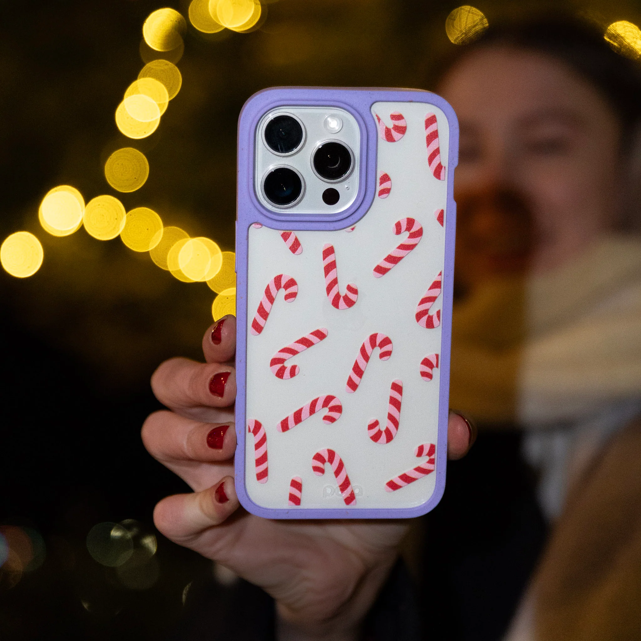 Clear Candy Cane Chaos iPhone 13 Pro Max Case With Lavender Ridge - Image 2