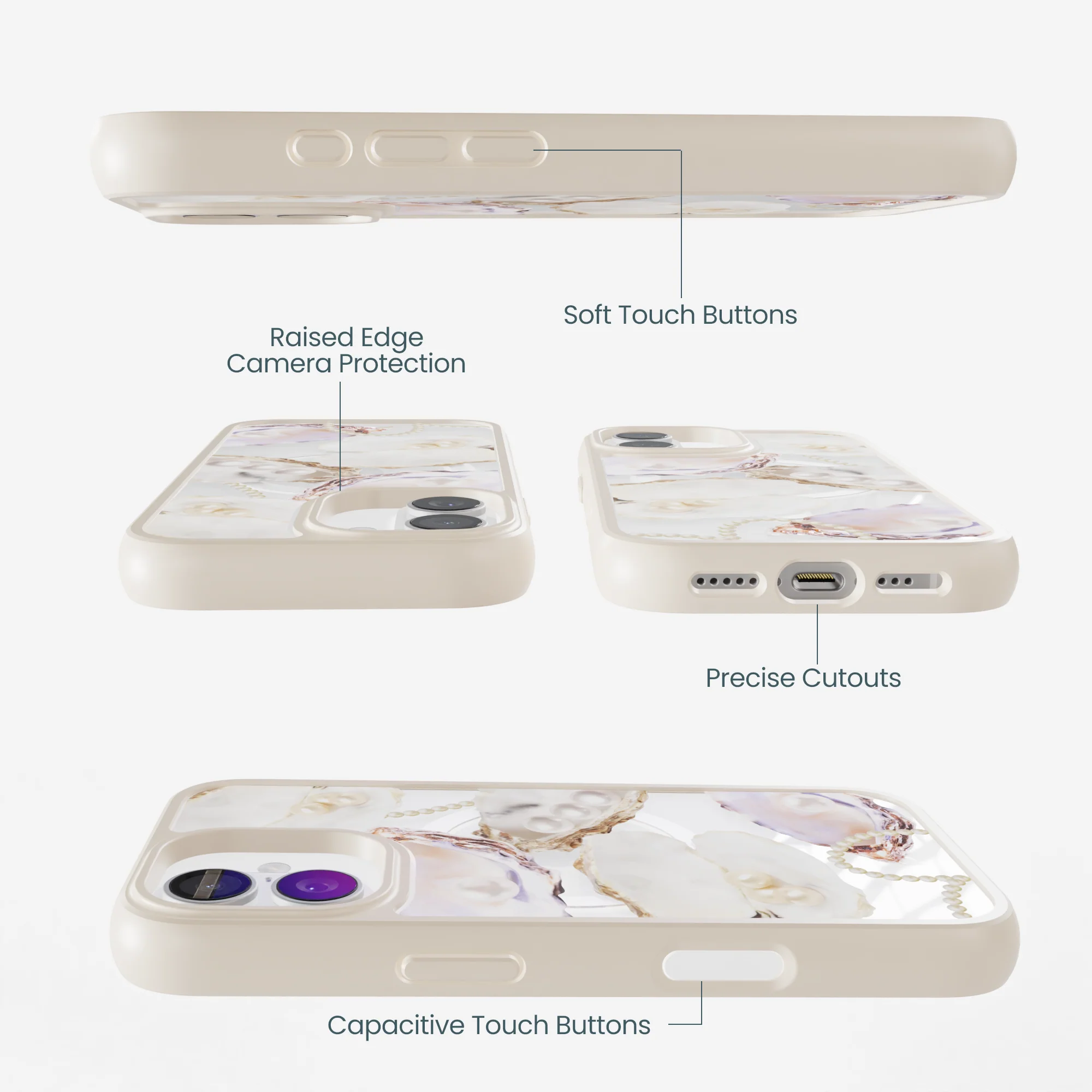 Clear Moonlit Oyster iPhone 17 Case With London Fog Ridge (MagSafe included) - Image 3