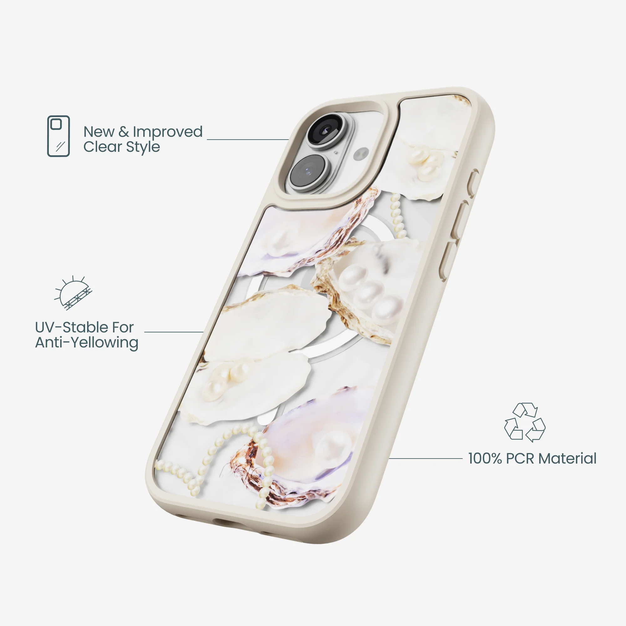 Clear Moonlit Oyster iPhone 17 Case With London Fog Ridge (MagSafe included) - Image 4