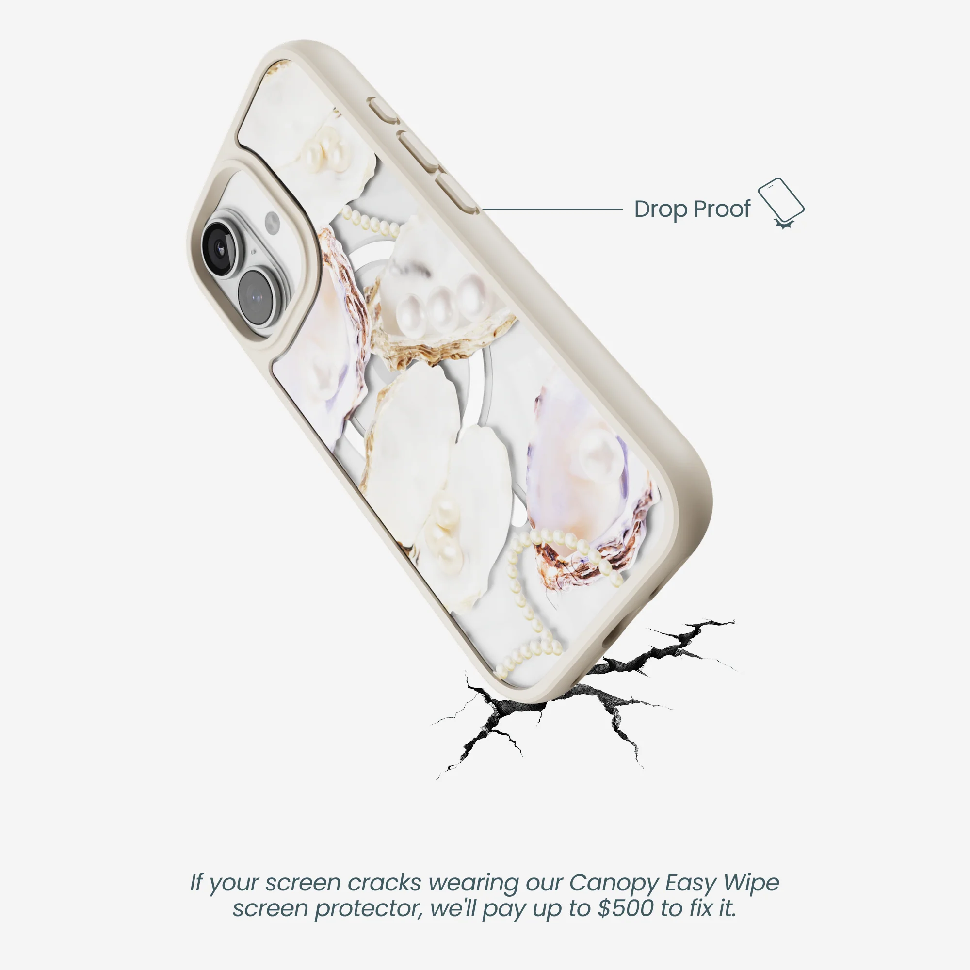 Clear Moonlit Oyster iPhone 17 Case With London Fog Ridge (MagSafe included) - Image 5
