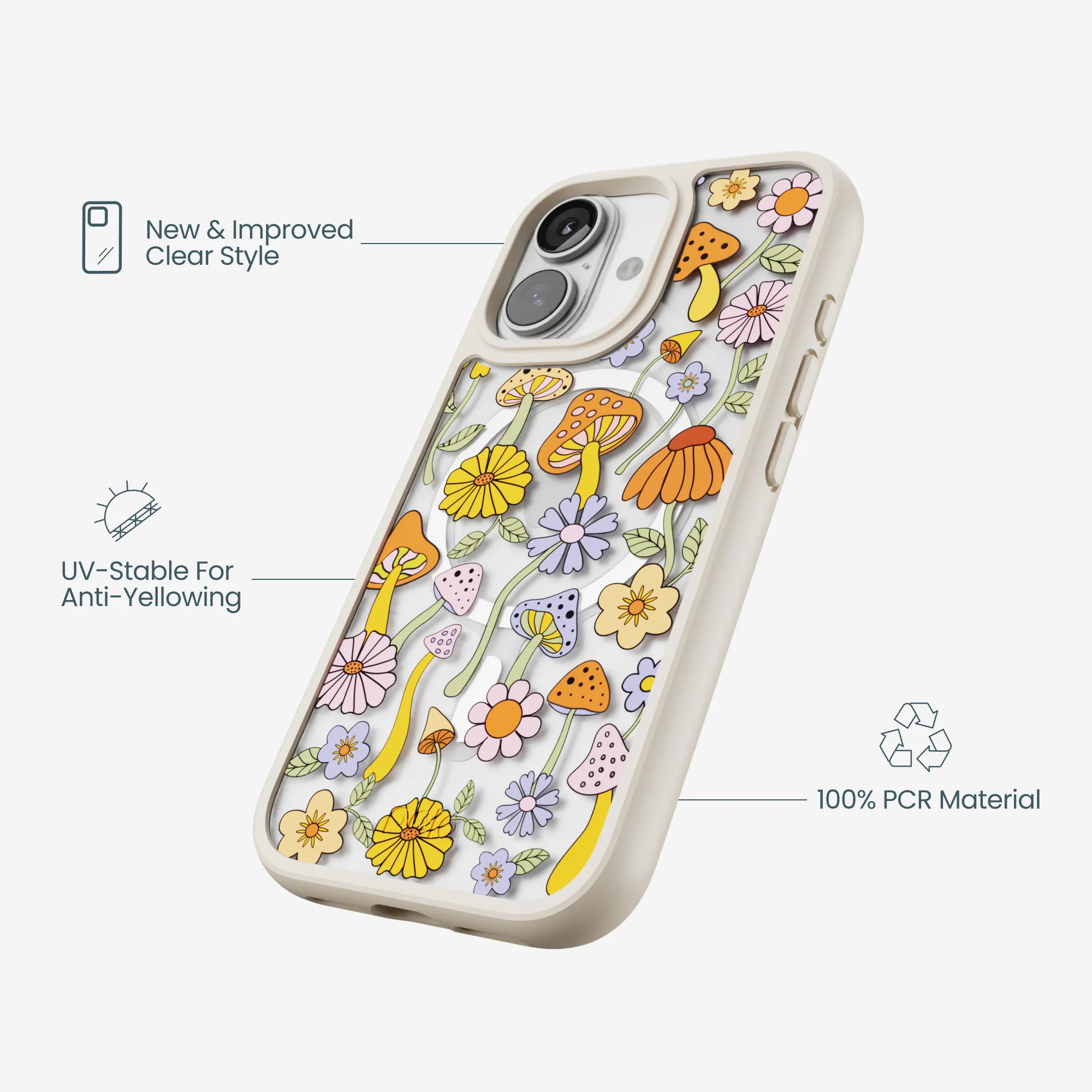 Clear Shrooms and Blooms iPhone 17 Case With London Fog Ridge (MagSafe included) - Image 4