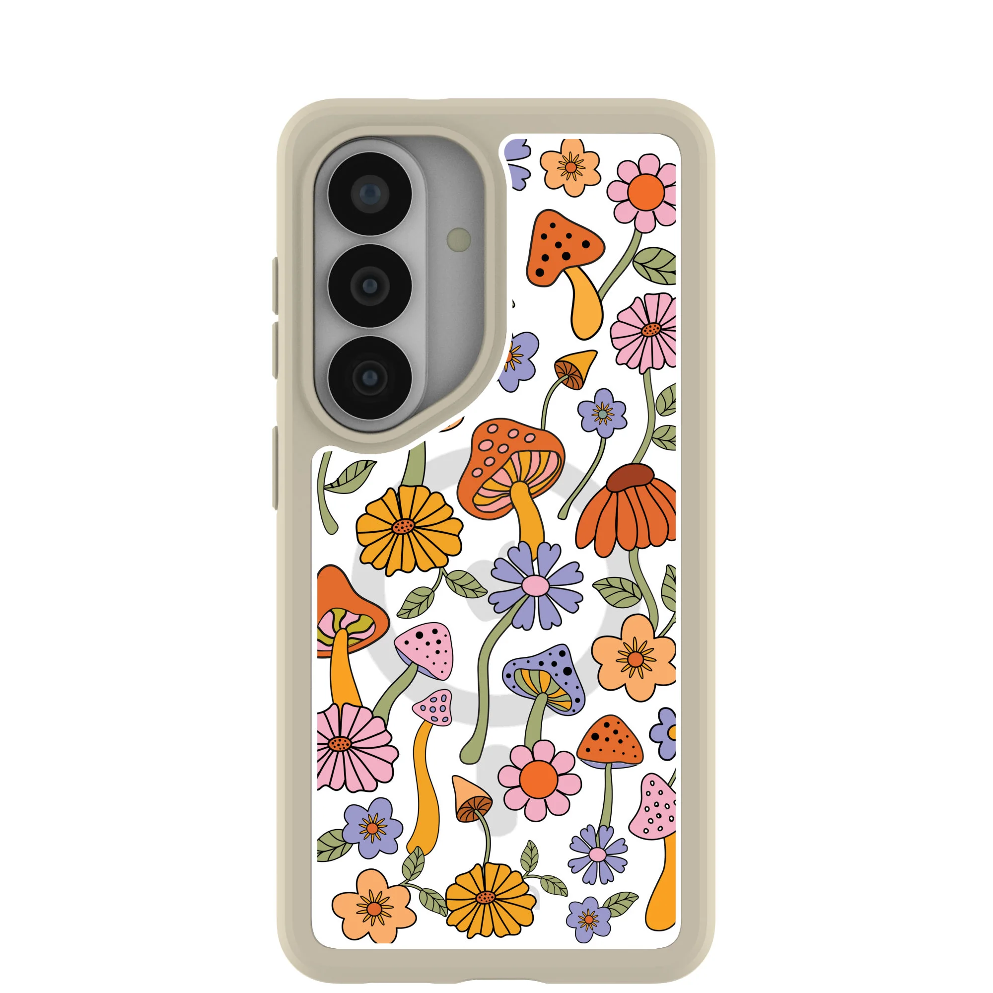 Clear Shrooms and Blooms Samsung Galaxy S26 Case With London Fog Ridge (Magnetic Charging included)