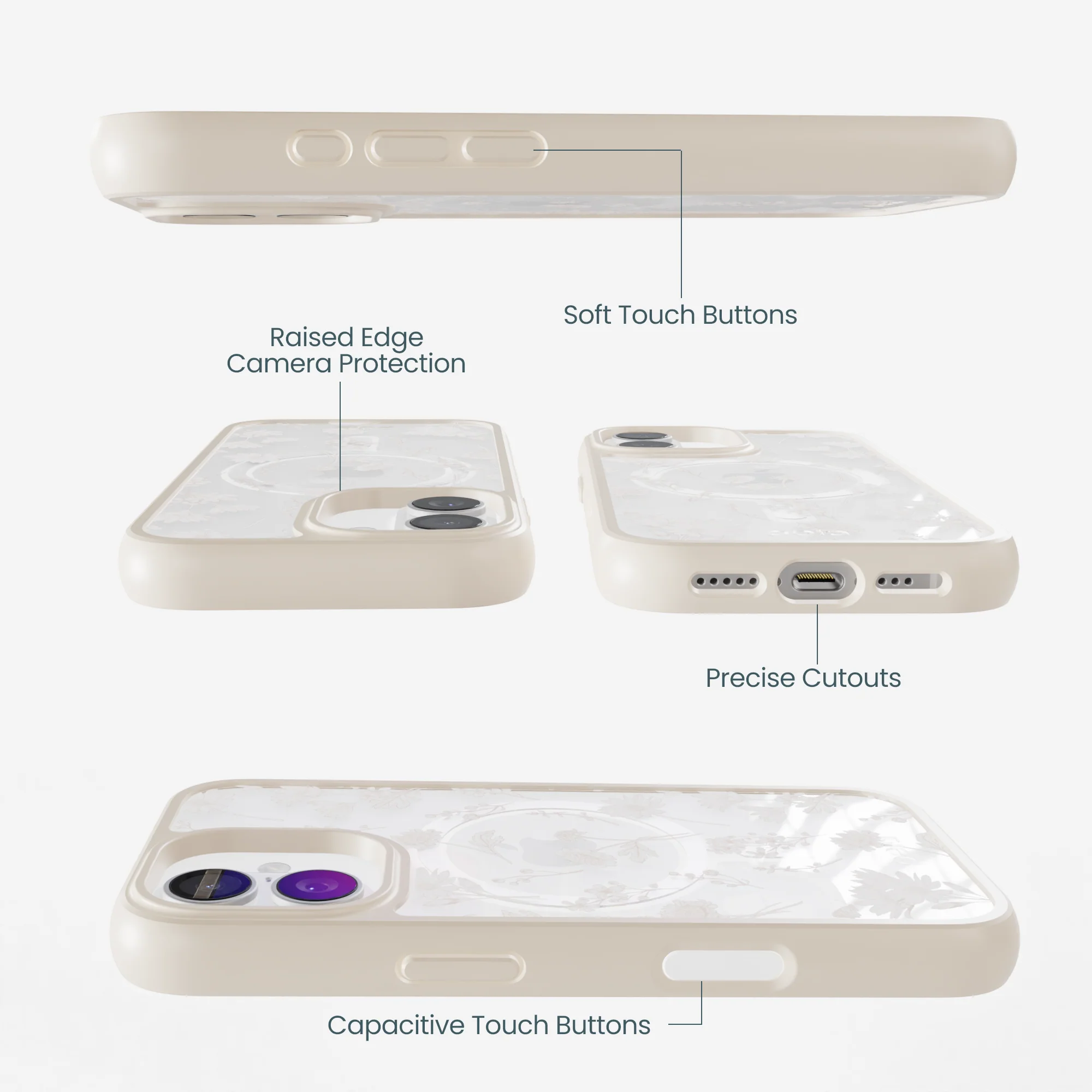 Clear Vanilla Flora iPhone 17 Case With London Fog Ridge (MagSafe included) - Image 3