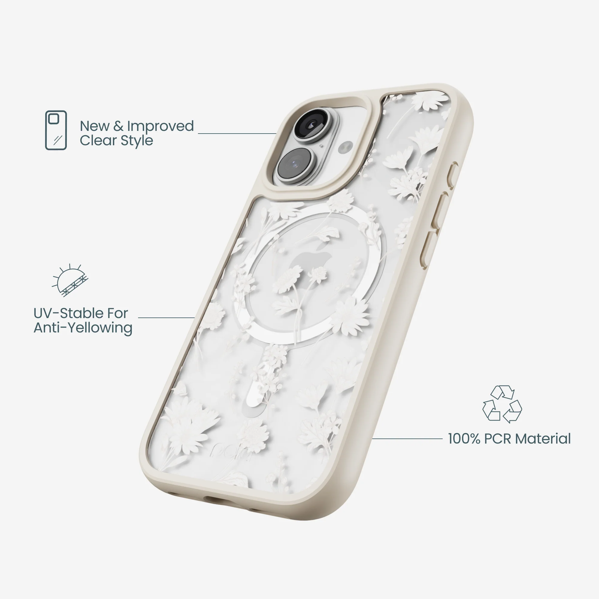 Clear Vanilla Flora iPhone 17 Case With London Fog Ridge (MagSafe included) - Image 4