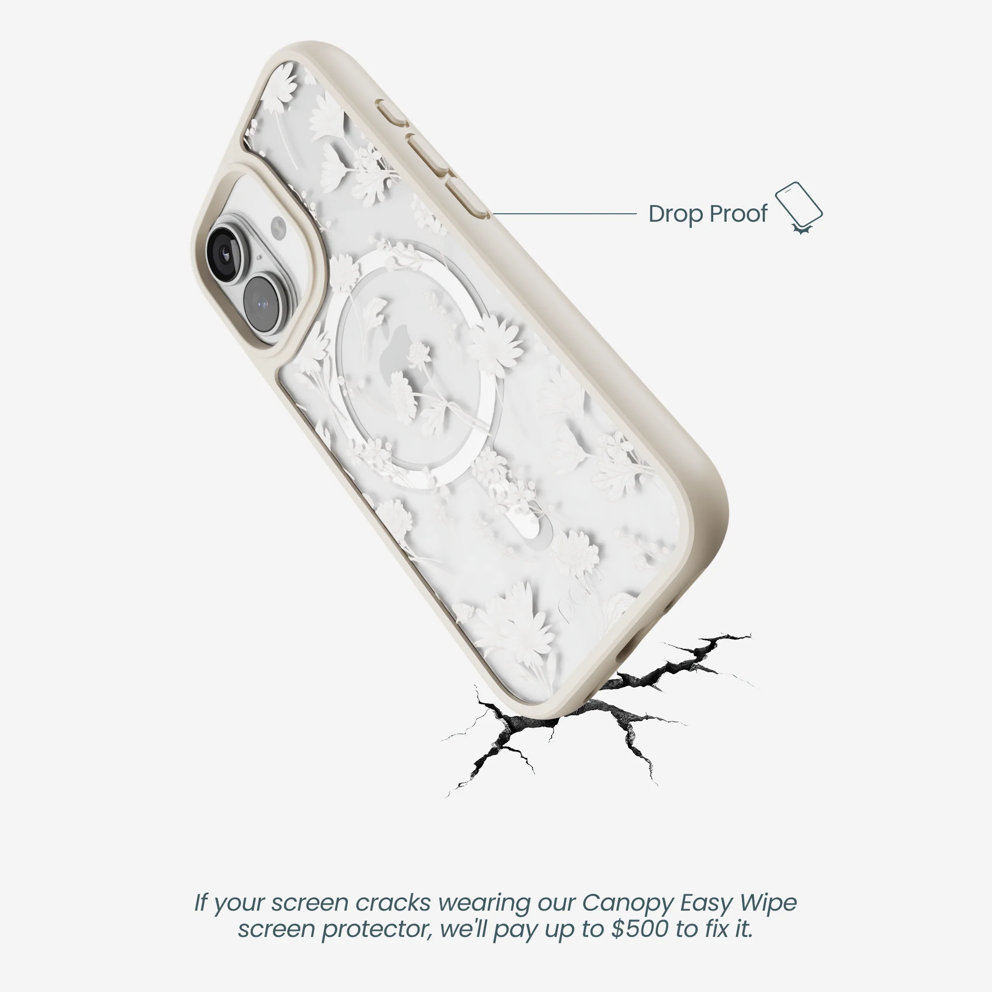 Clear Vanilla Flora iPhone 17 Case With London Fog Ridge (MagSafe included) - Image 5