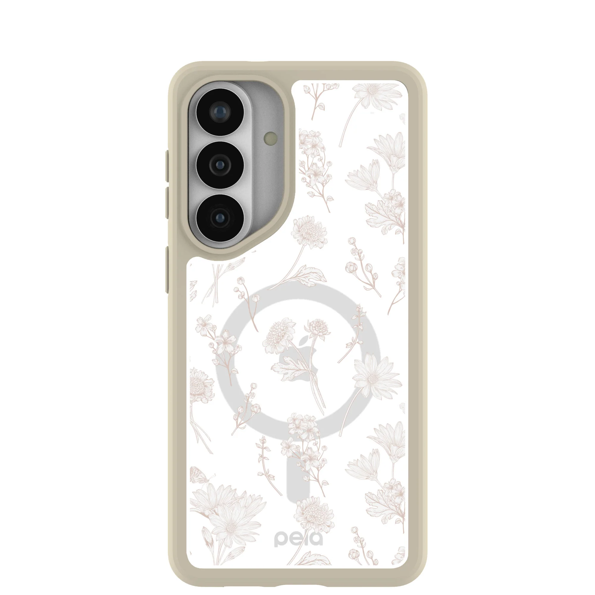Clear Vanilla Flora Samsung Galaxy S26+(Plus) Case With London Fog Ridge (Magnetic Charging included)