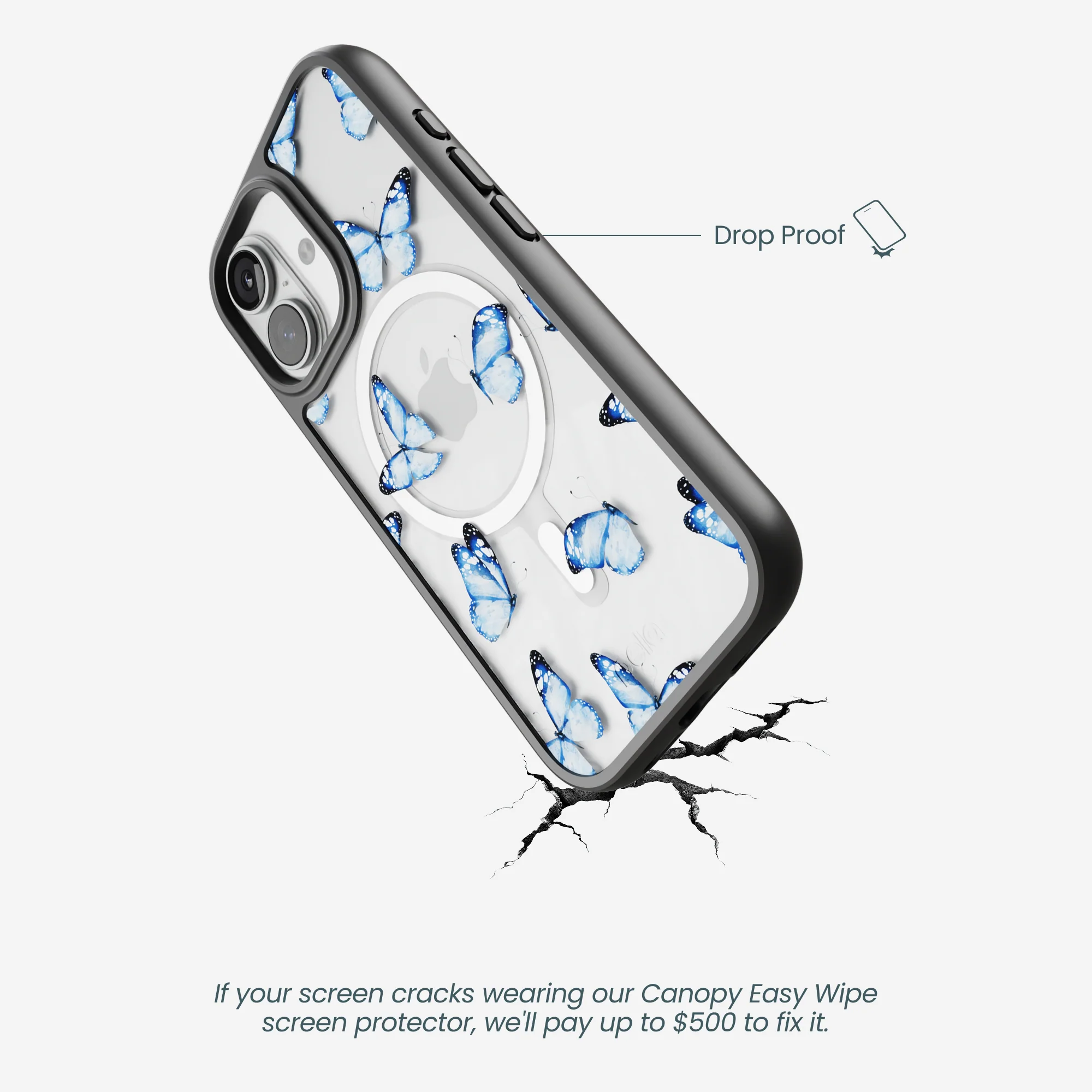 Clear Blue Butterflies iPhone 17 Case With Noir Ridge (MagSafe included) - Image 5