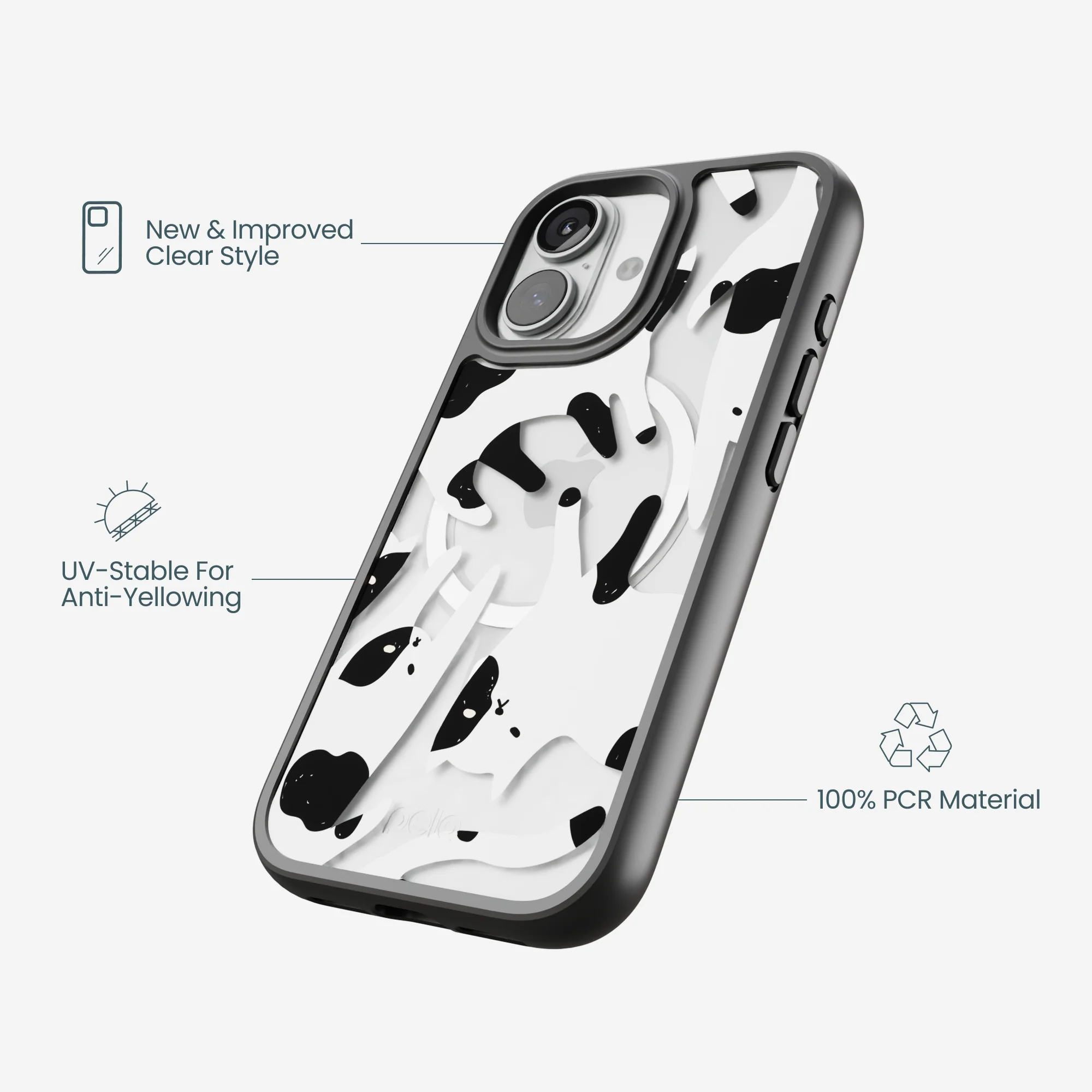 Clear Cat Cow iPhone 17 Case With Noir Ridge (MagSafe included) - Image 4