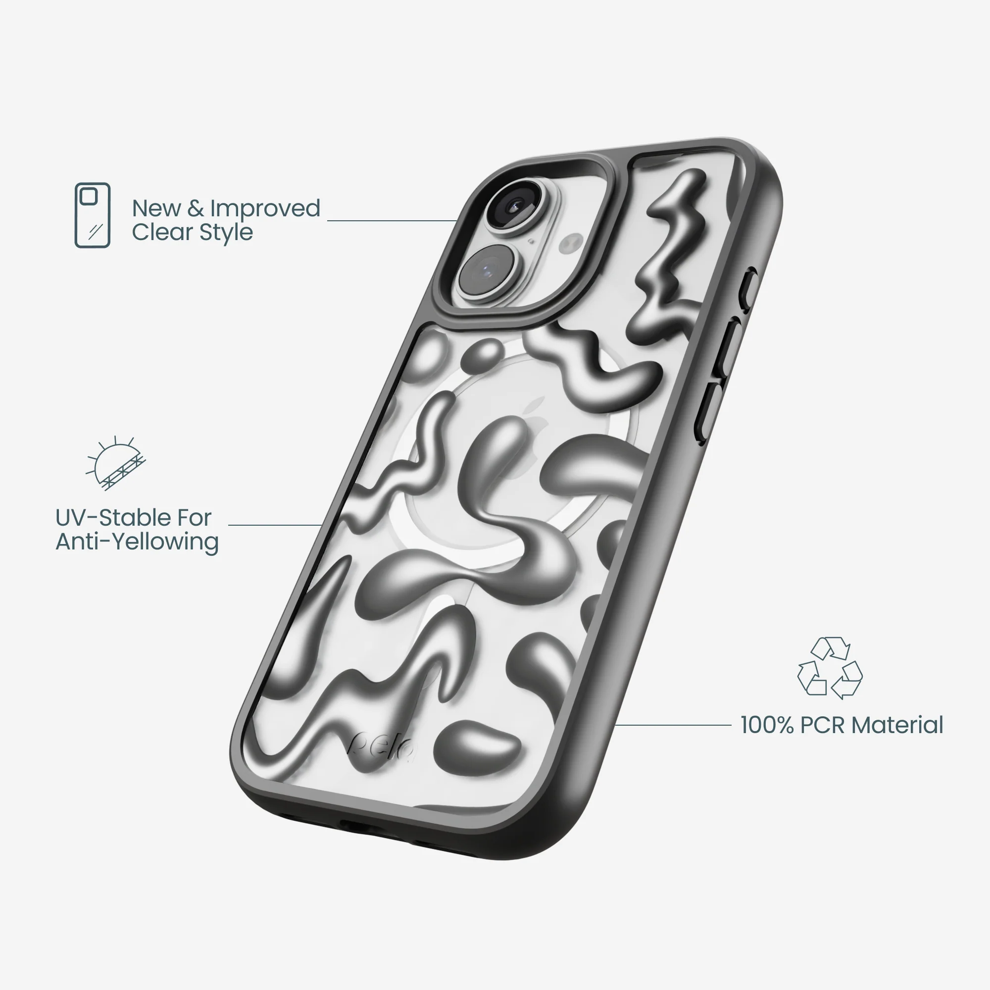 Clear Chrome Doodles iPhone 17 Case With Noir Ridge (MagSafe included) - Image 4