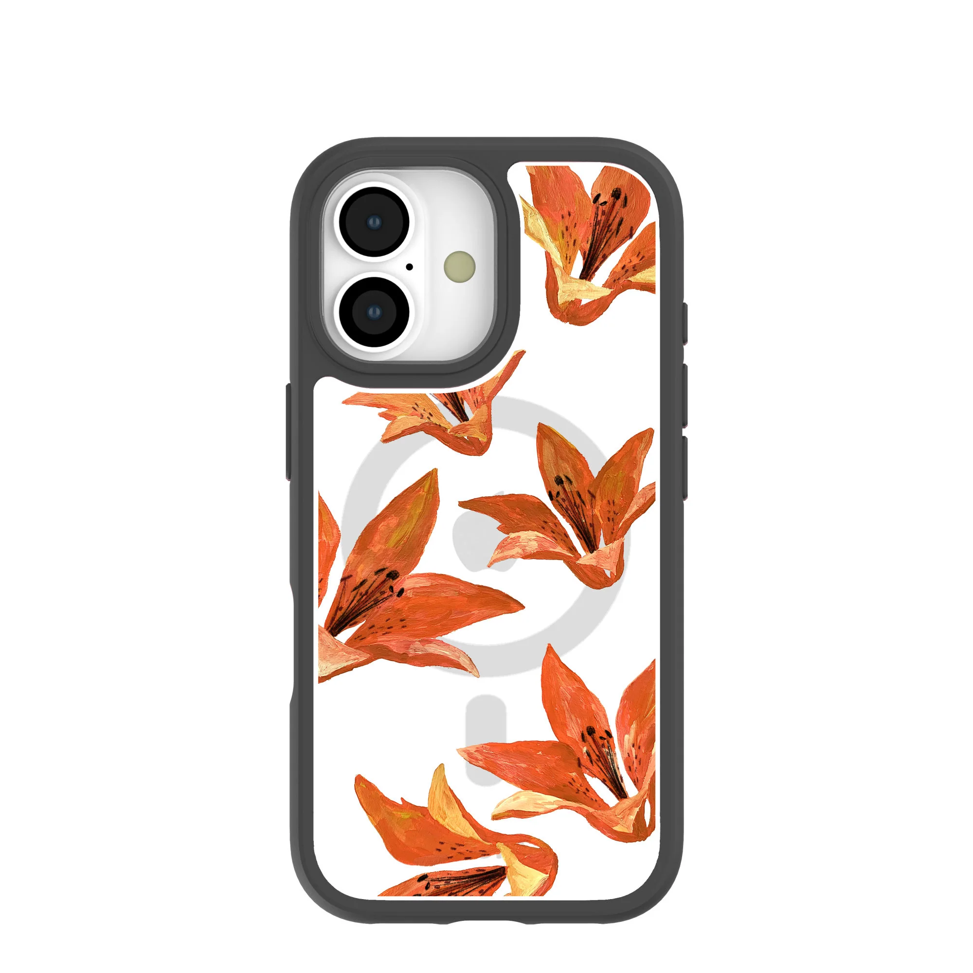 Clear Tiger Lily iPhone 17 Case With Noir Ridge (MagSafe included)