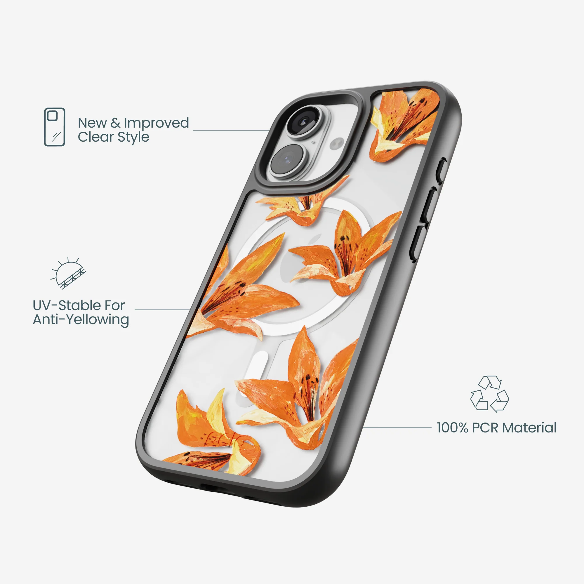 Clear Tiger Lily iPhone 17 Case With Noir Ridge (MagSafe included) - Image 4