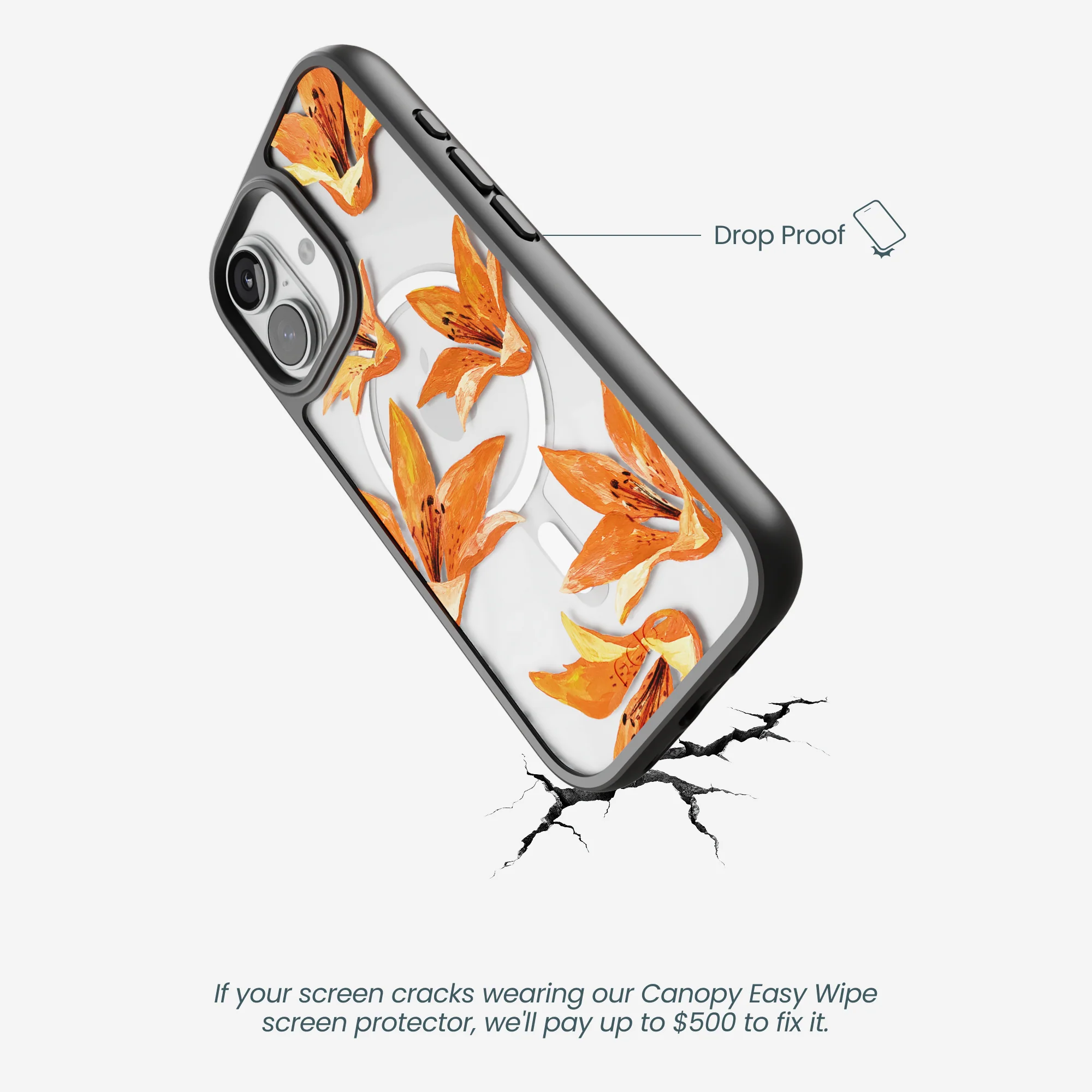 Clear Tiger Lily iPhone 17 Case With Noir Ridge (MagSafe included) - Image 5