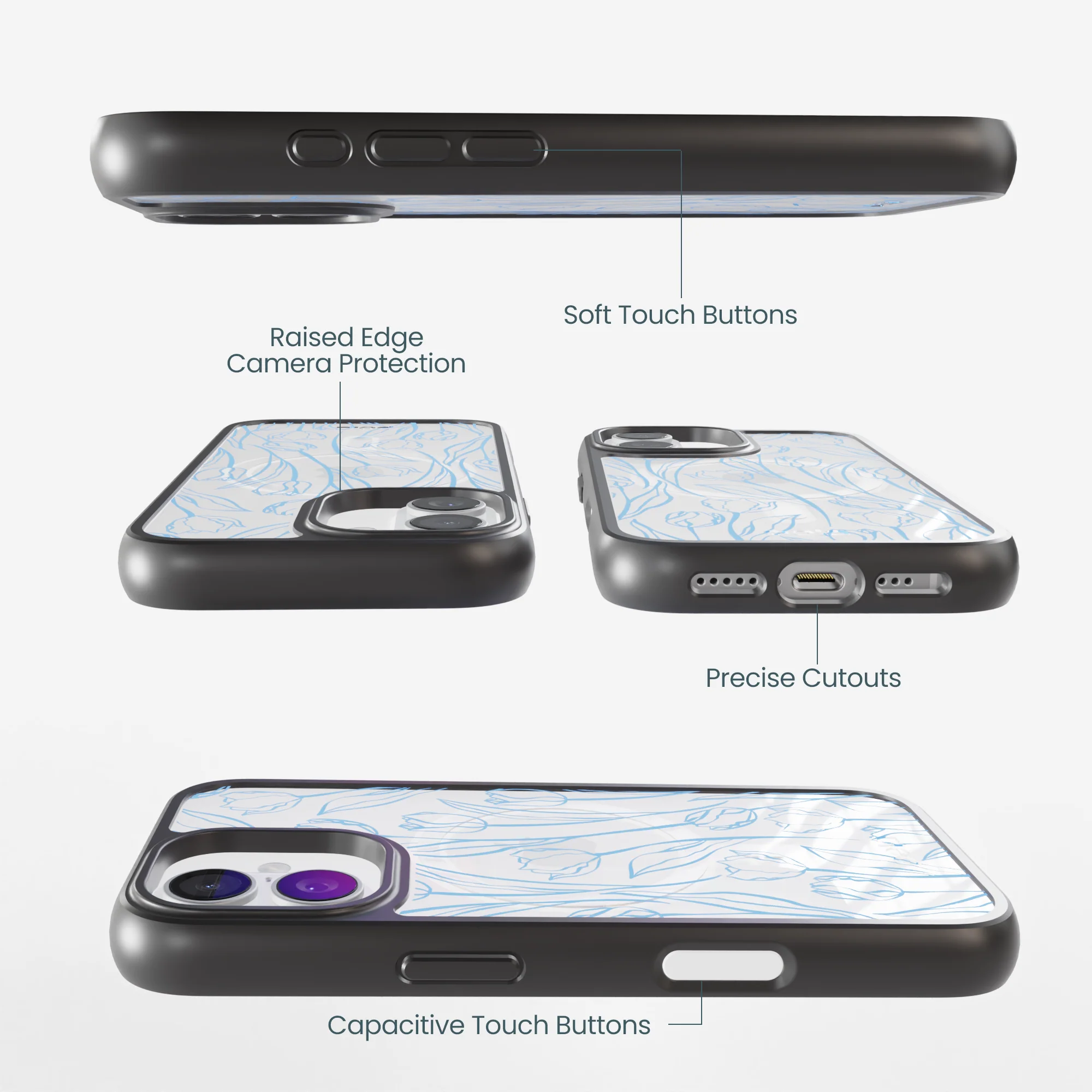 Clear Tulip Dreams iPhone 17 Case With Noir Ridge (MagSafe included) - Image 3