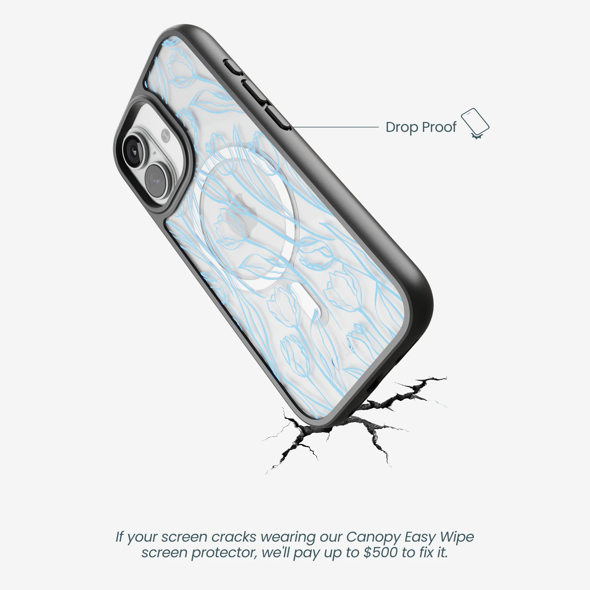 Clear Tulip Dreams iPhone 17 Case With Noir Ridge (MagSafe included) - Image 5