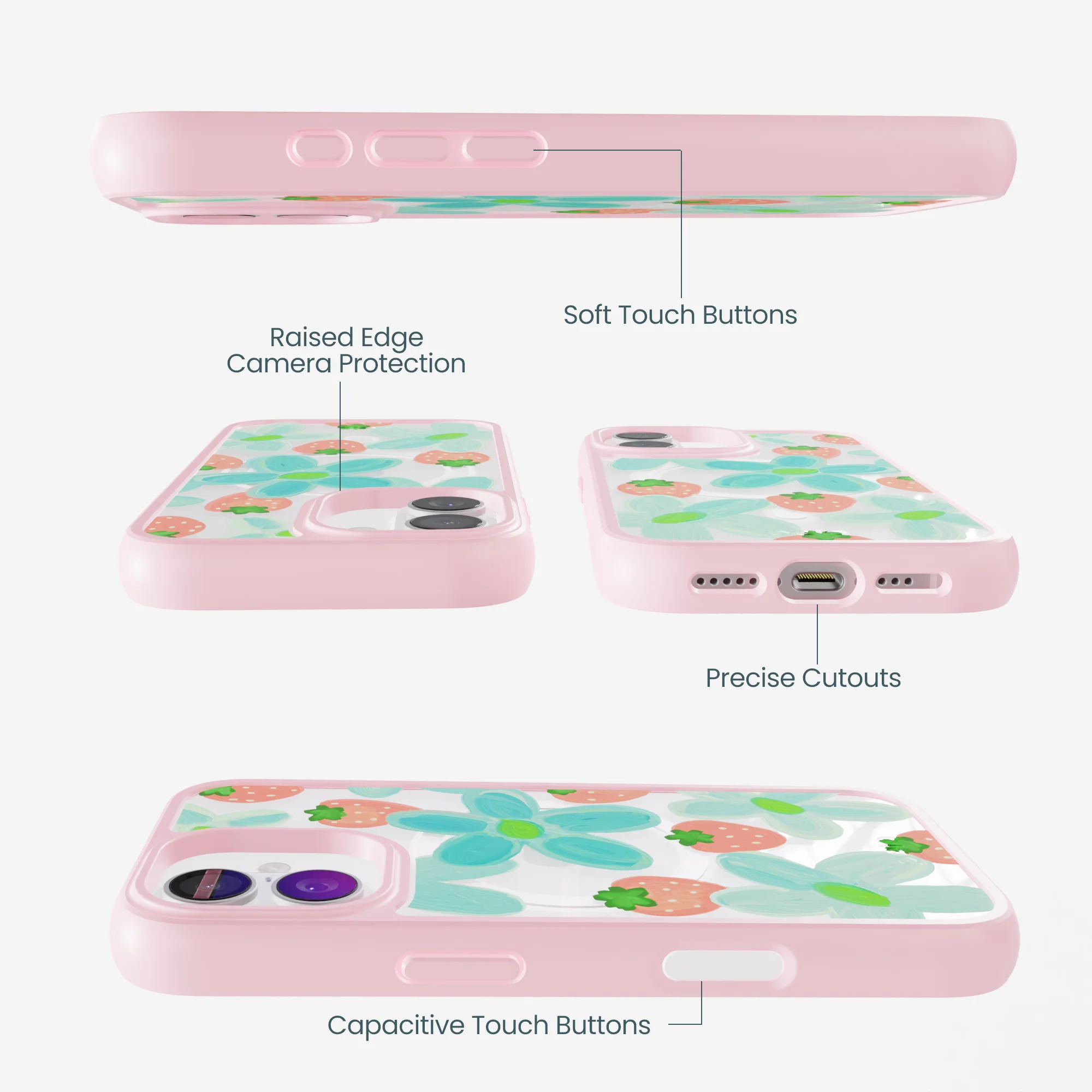 Clear Berry Belle iPhone 17 Case With Petal Pink Ridge (MagSafe included) - Image 3