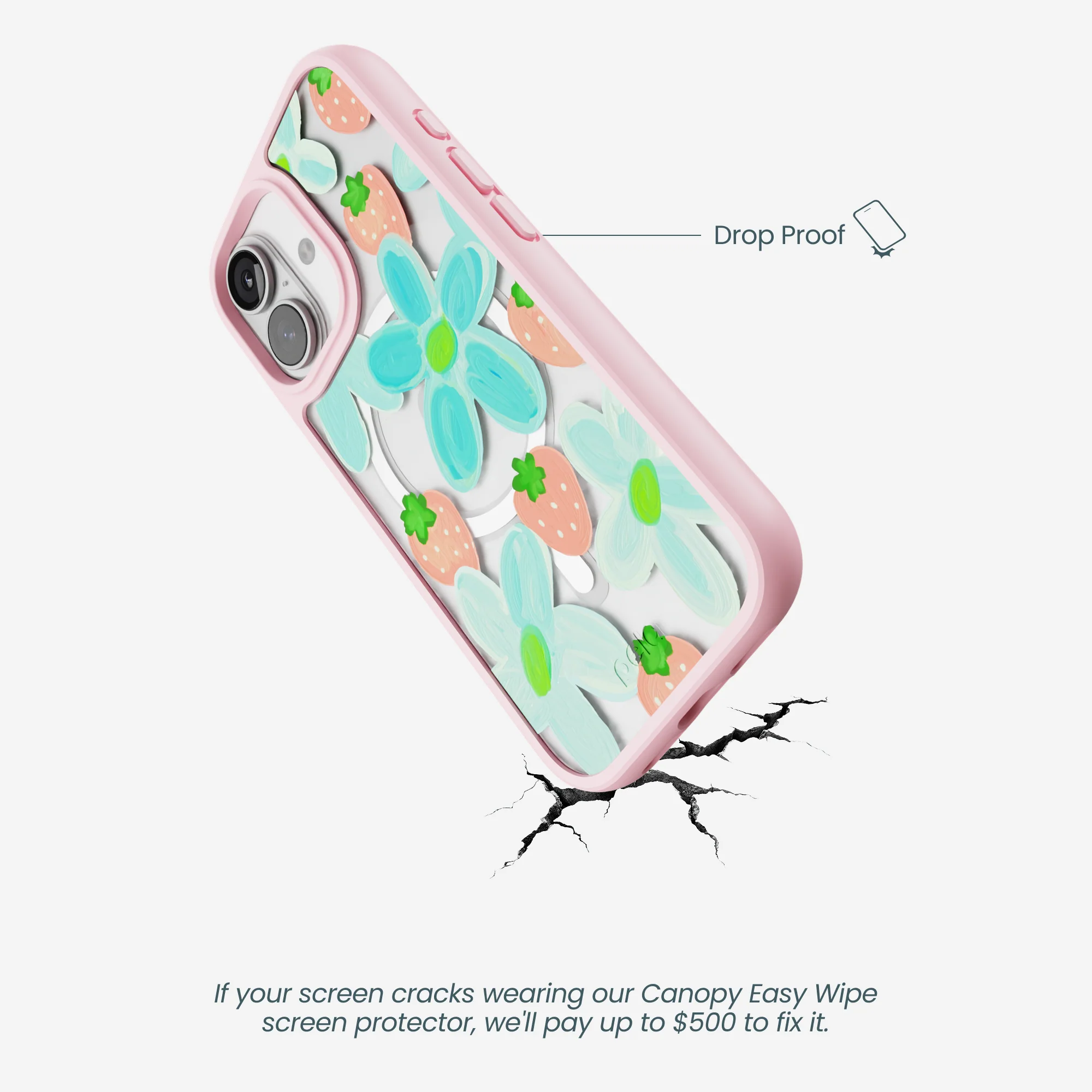 Clear Berry Belle iPhone 17 Case With Petal Pink Ridge (MagSafe included) - Image 5
