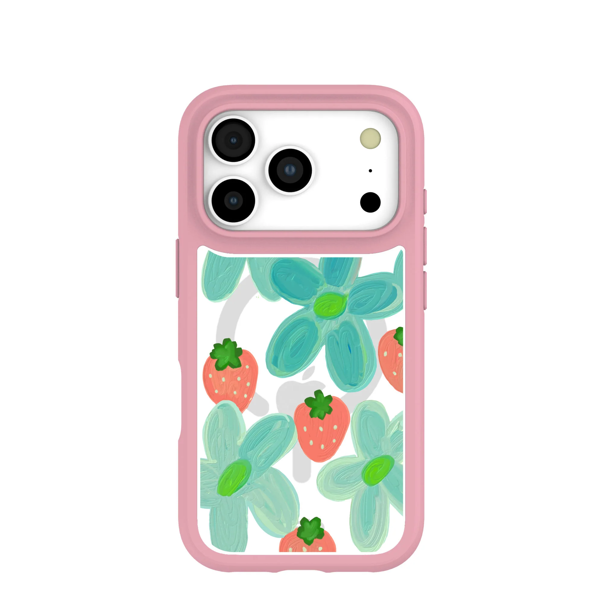 Clear Berry Belle iPhone 17 Pro Case With Petal Pink Ridge (MagSafe included)