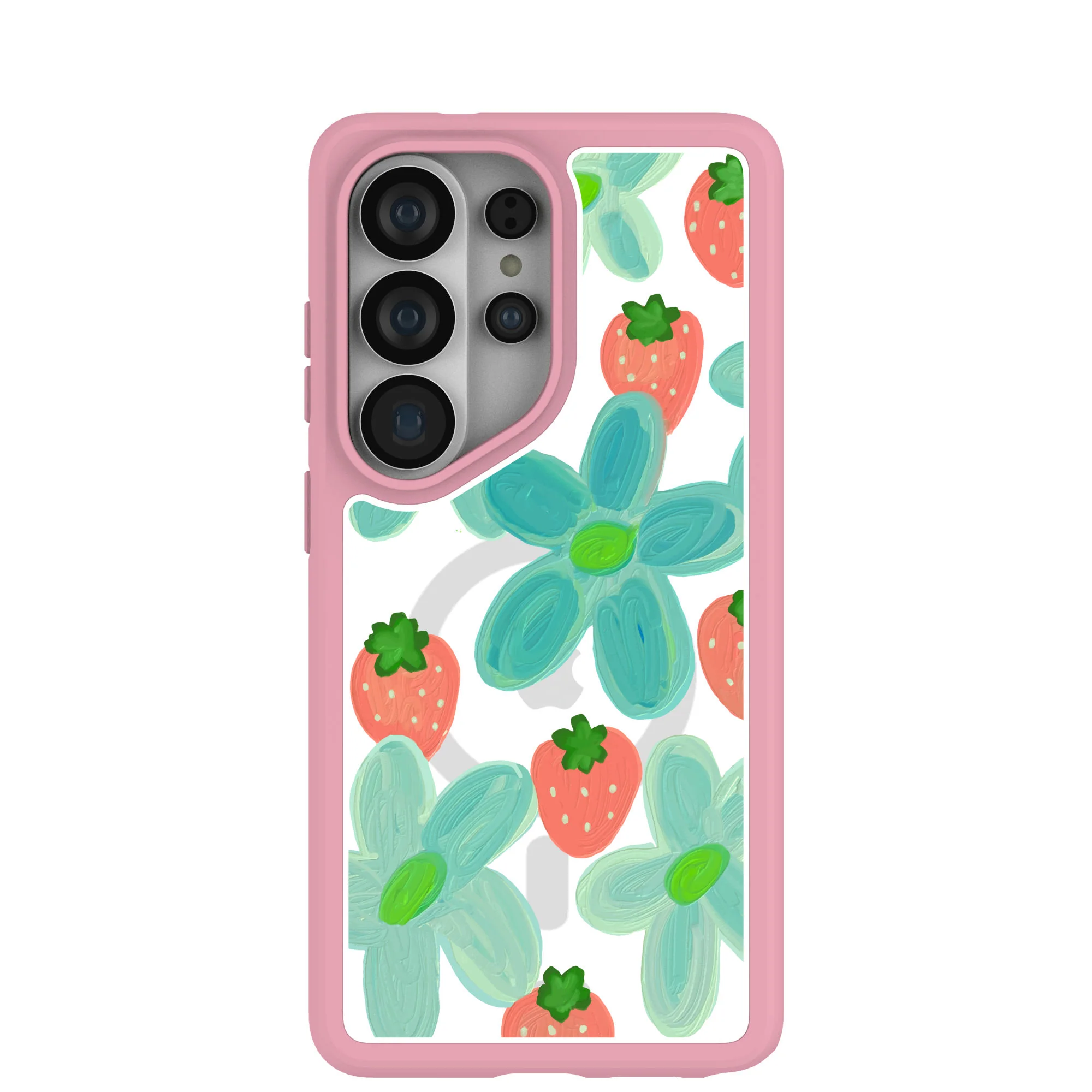 Clear Berry Belle Samsung Galaxy S26 Ultra Case With Petal Pink Ridge (Magnetic Charging included)