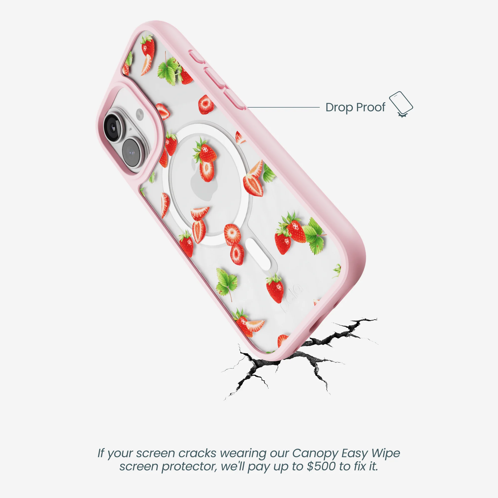 Clear Berry Pink iPhone 17 Case With Petal Pink Ridge (MagSafe included) - Image 5
