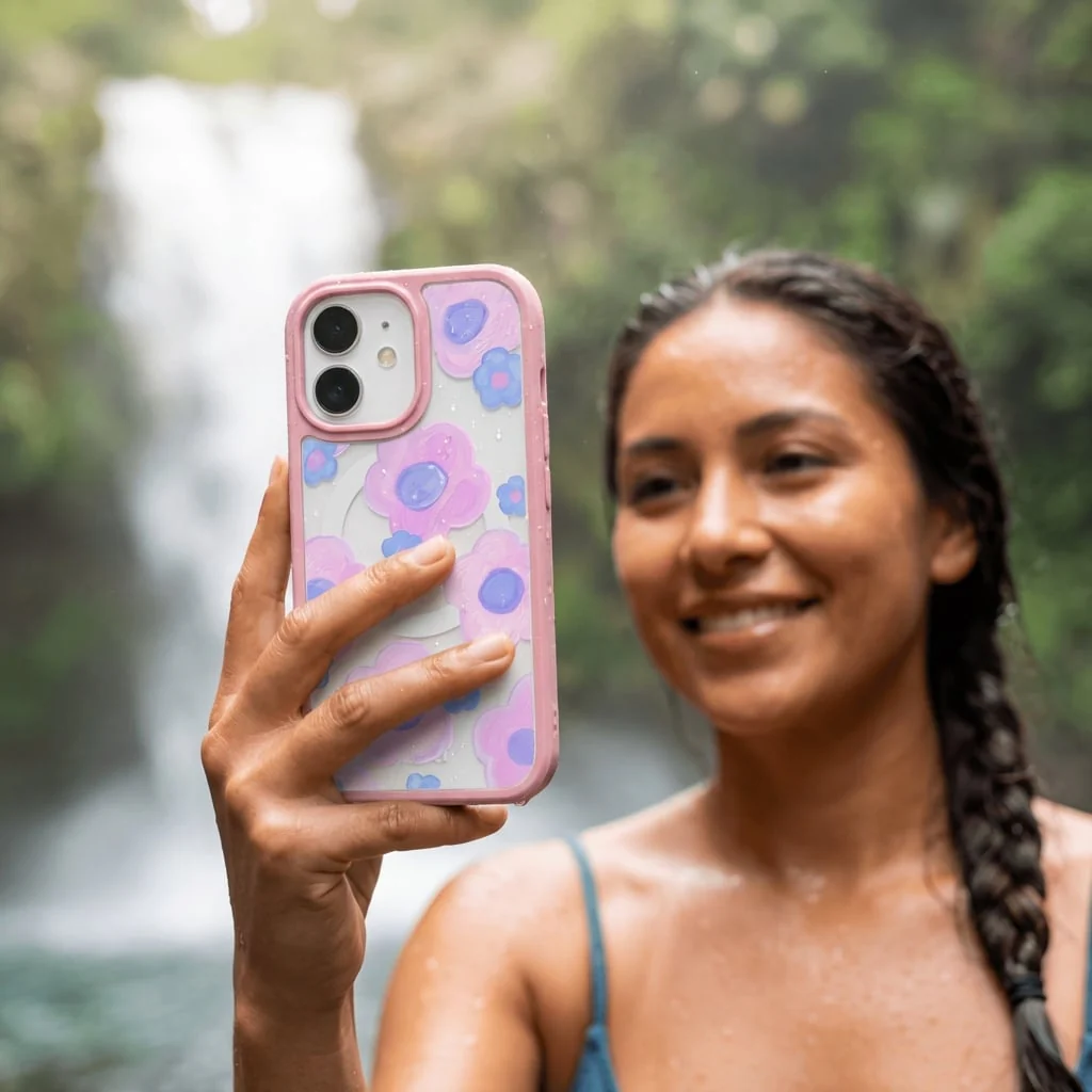 Clear Blush Bloom iPhone 17 Pro Case With Petal Pink Ridge (MagSafe included) - Image 2