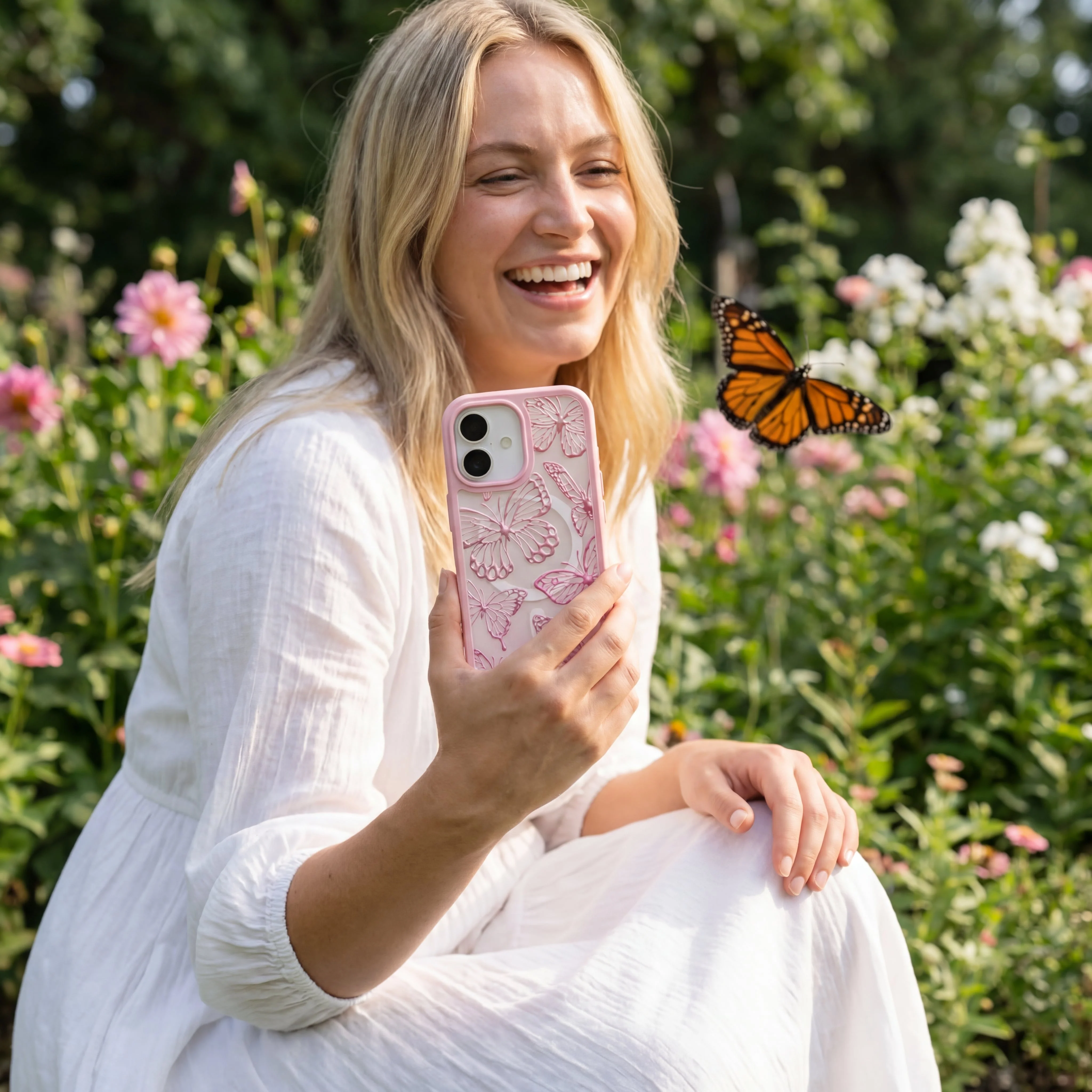 Clear Butterfly Effect iPhone 17 Case With Petal Pink Ridge (MagSafe included) - Image 2
