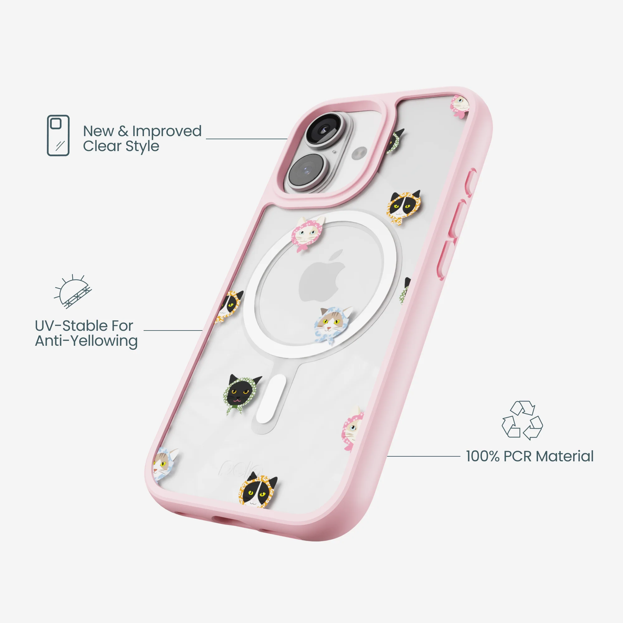 Clear Cat Couture iPhone 17 Case With Petal Pink Ridge (MagSafe included) - Image 4